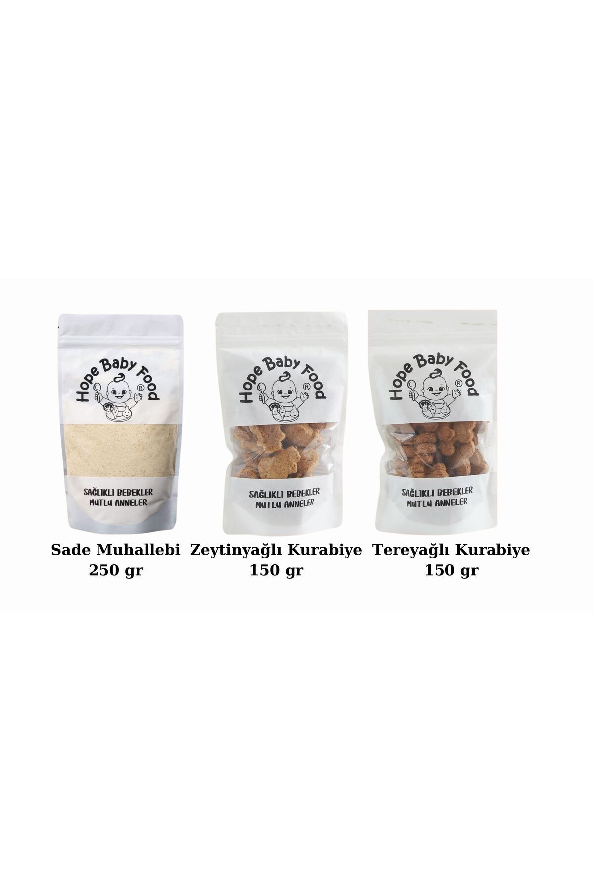 hope baby food Bebek Ek Gıda +6 Ay Set (Sade Muhallebi, Tereyağlı Kurabiye, Zeytinyağlı Kurabiye)