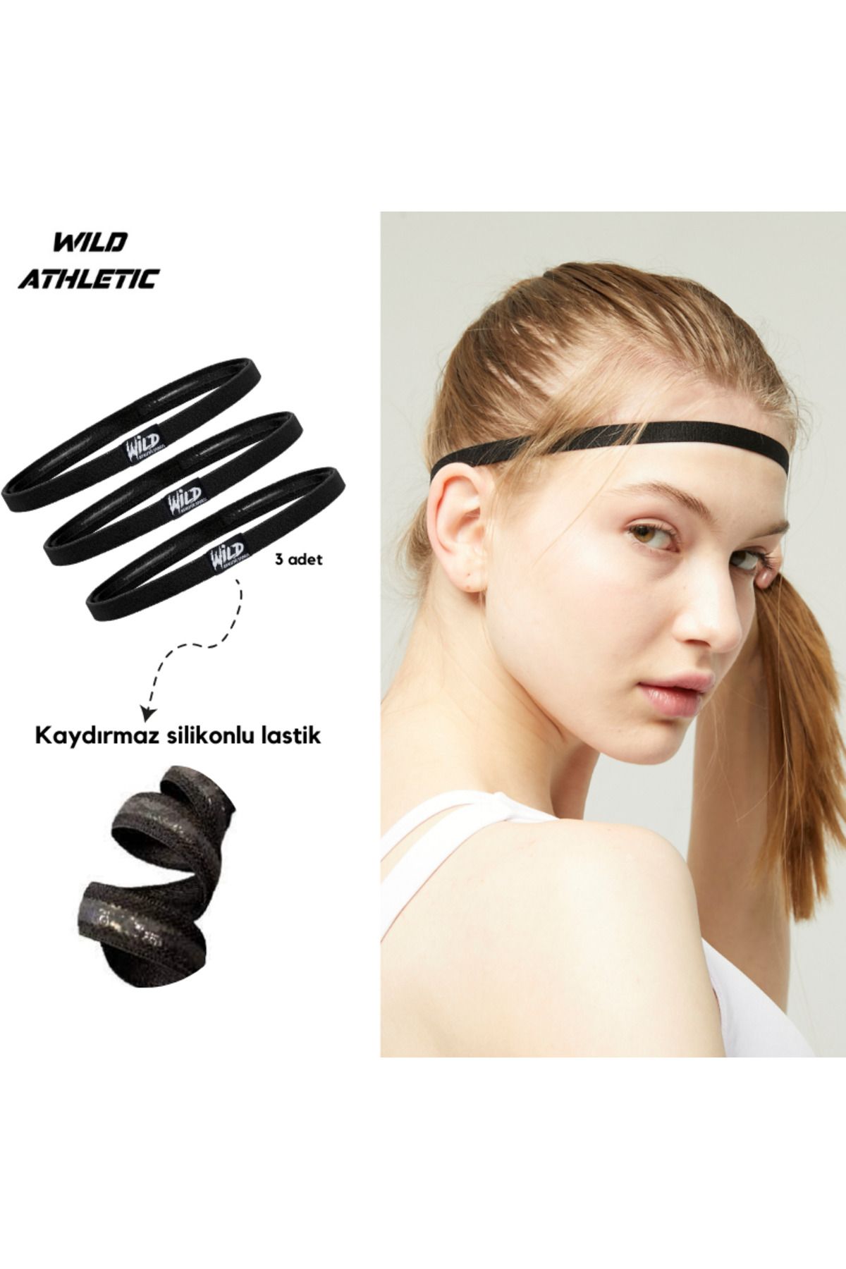 Wild Athletic Sports Kaydırmaz Spor Saç Bandı Tokası Üçlü Paket