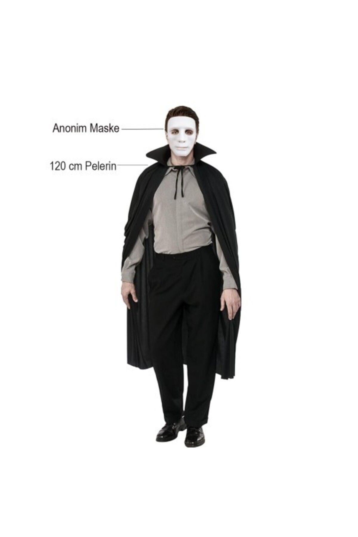 Erbar-Black Colored Collared Cloak and White Anonymous Mask 1