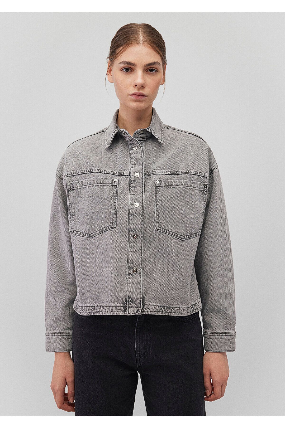 Mavi-Cămașă Pia Iconic Grey Denim Crop - Croi scurt 1210246 -89105 4