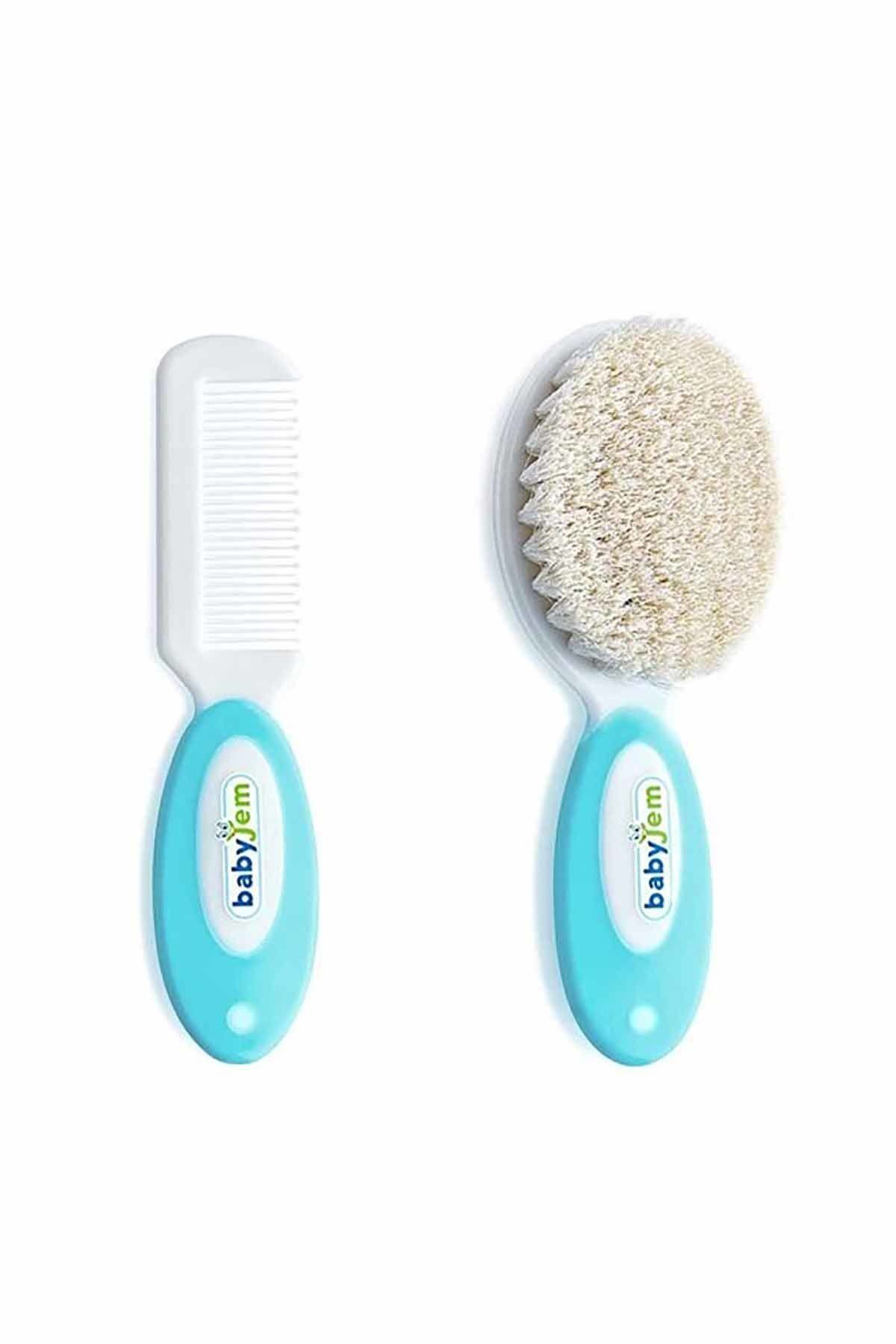 Easy Tedarik BabyJem Doğal Kıl Fırça Tarak Seti 519 Mavi