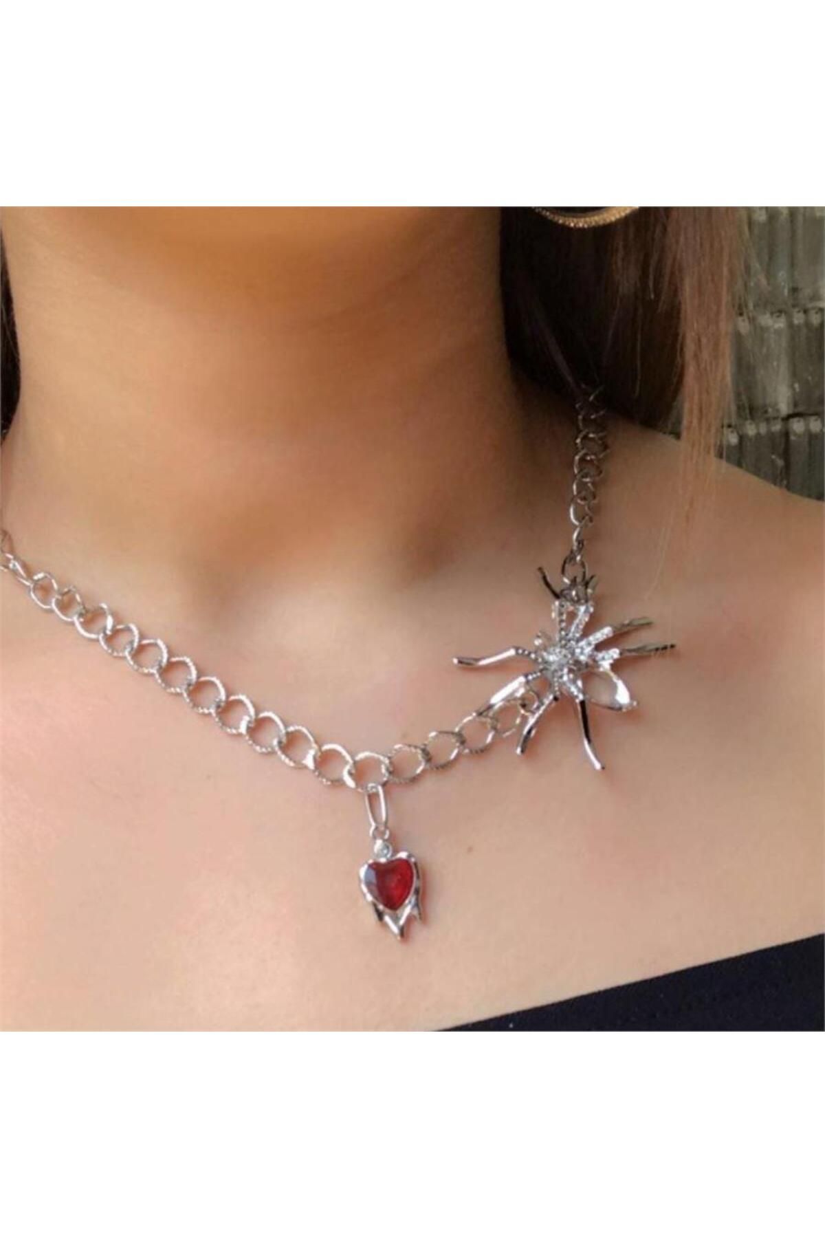 Köstebek-Spider Silver Necklace - Melt Heart Design 2