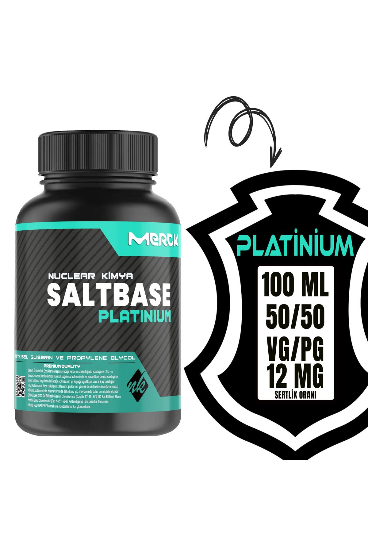 nuclear kimya Platinium Salt Base 100ml Vg Pg 50-50 12 Mg Sertlik Oranı Gliserin Propilen Glikol Base 100 ml