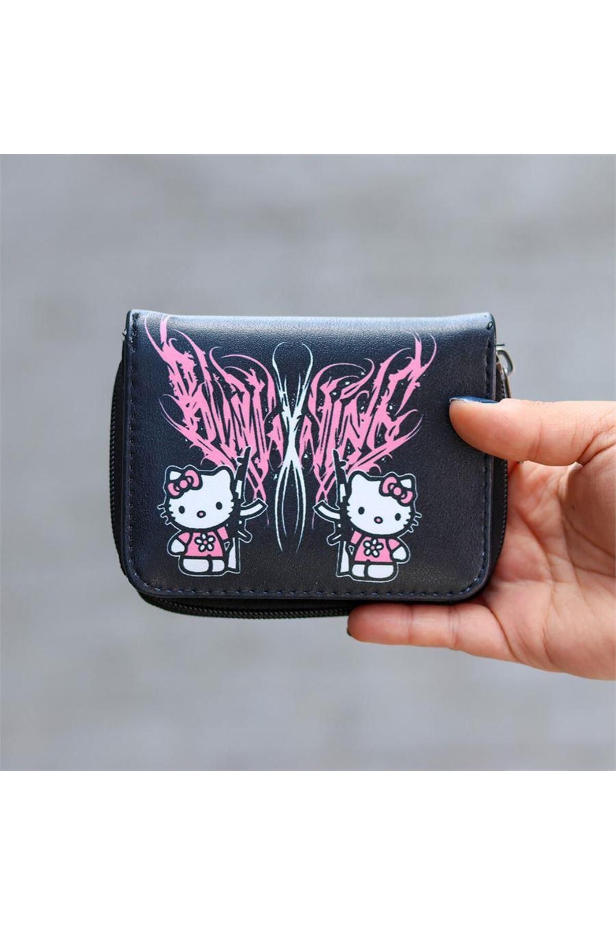 Köstebek-Black Hello Kitty Military Short Wallet 1