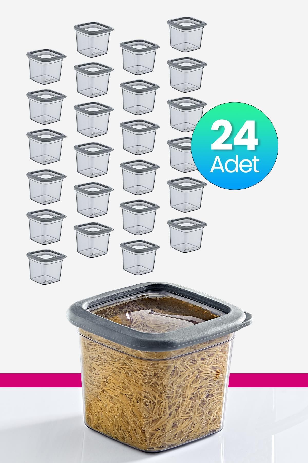 Smartware-Anthracite 740 ml - Set of 24 Square Storage Containers 1