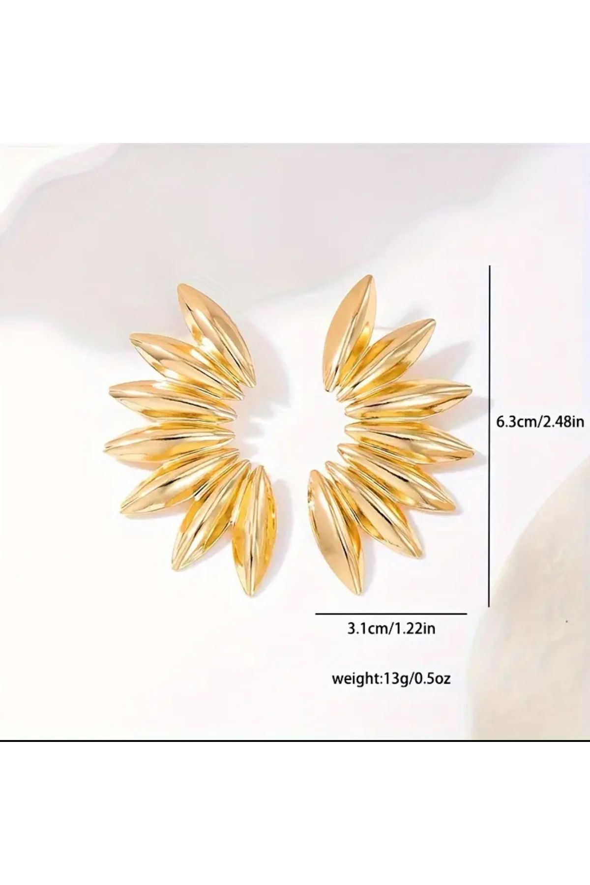 MEECY-Big Earrings with Gold Leaves 4