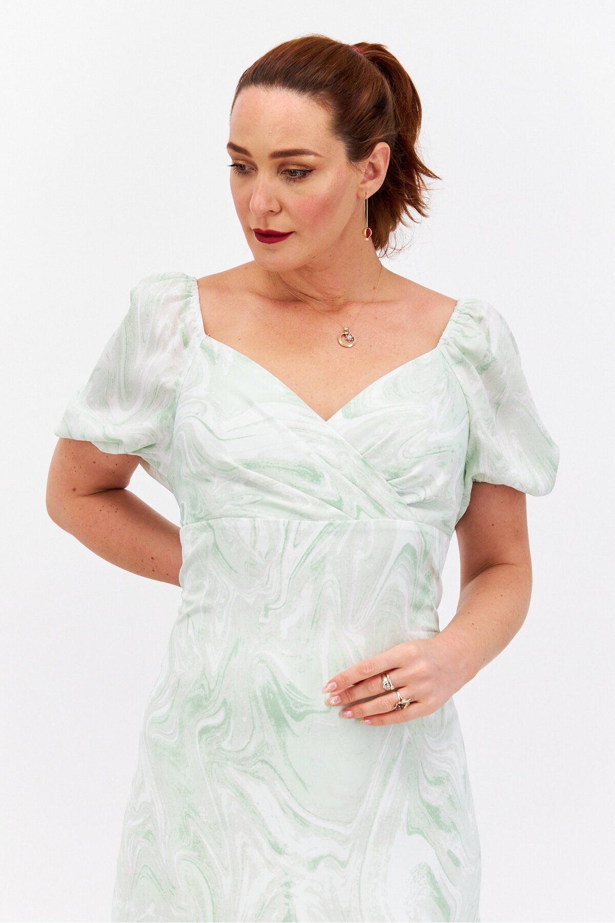 Missguided-Women Tie Dye Midi Dress, Green Combo 2