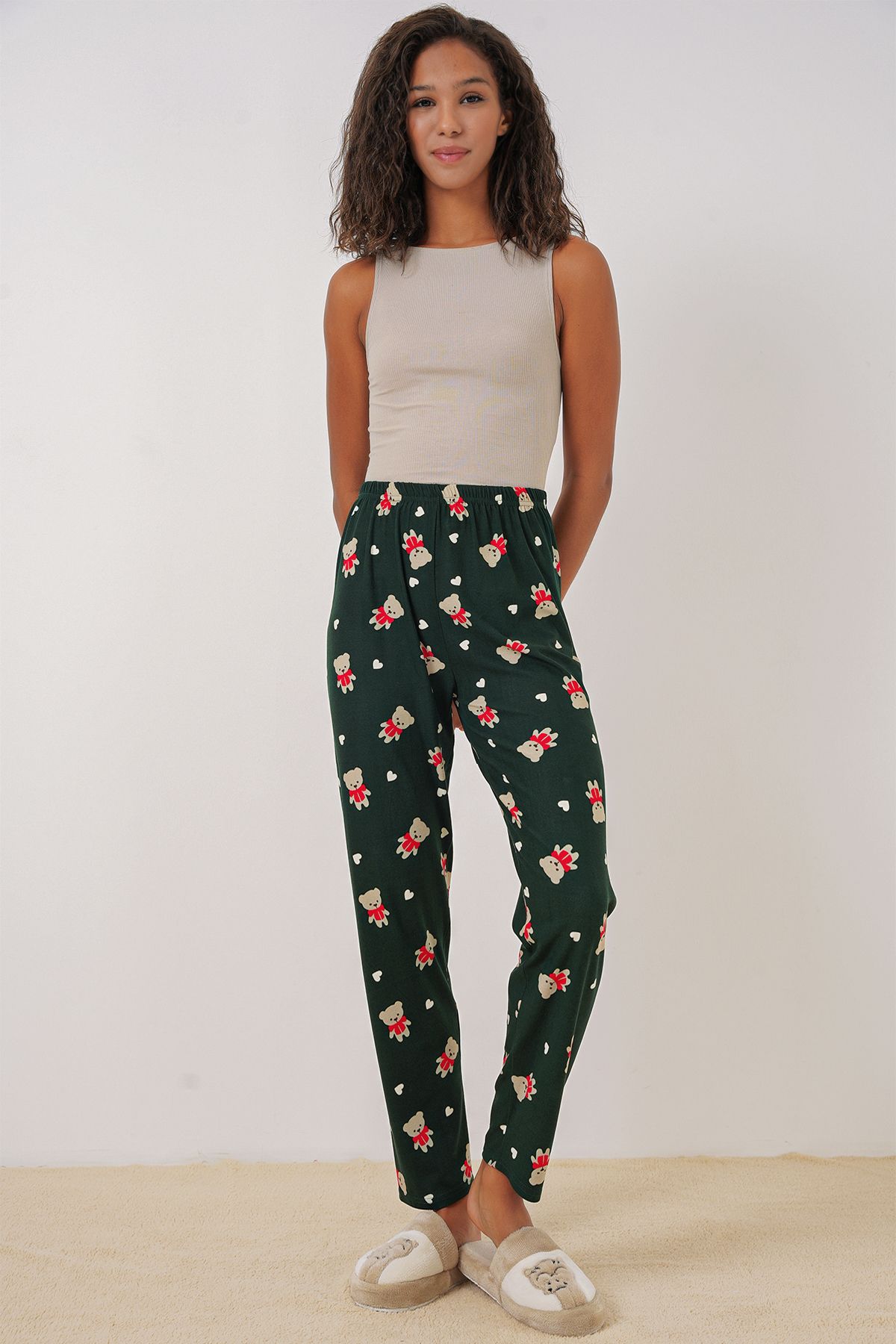 Bigdart-Emerald Green 4323 Patterned Pajama Bottoms 4