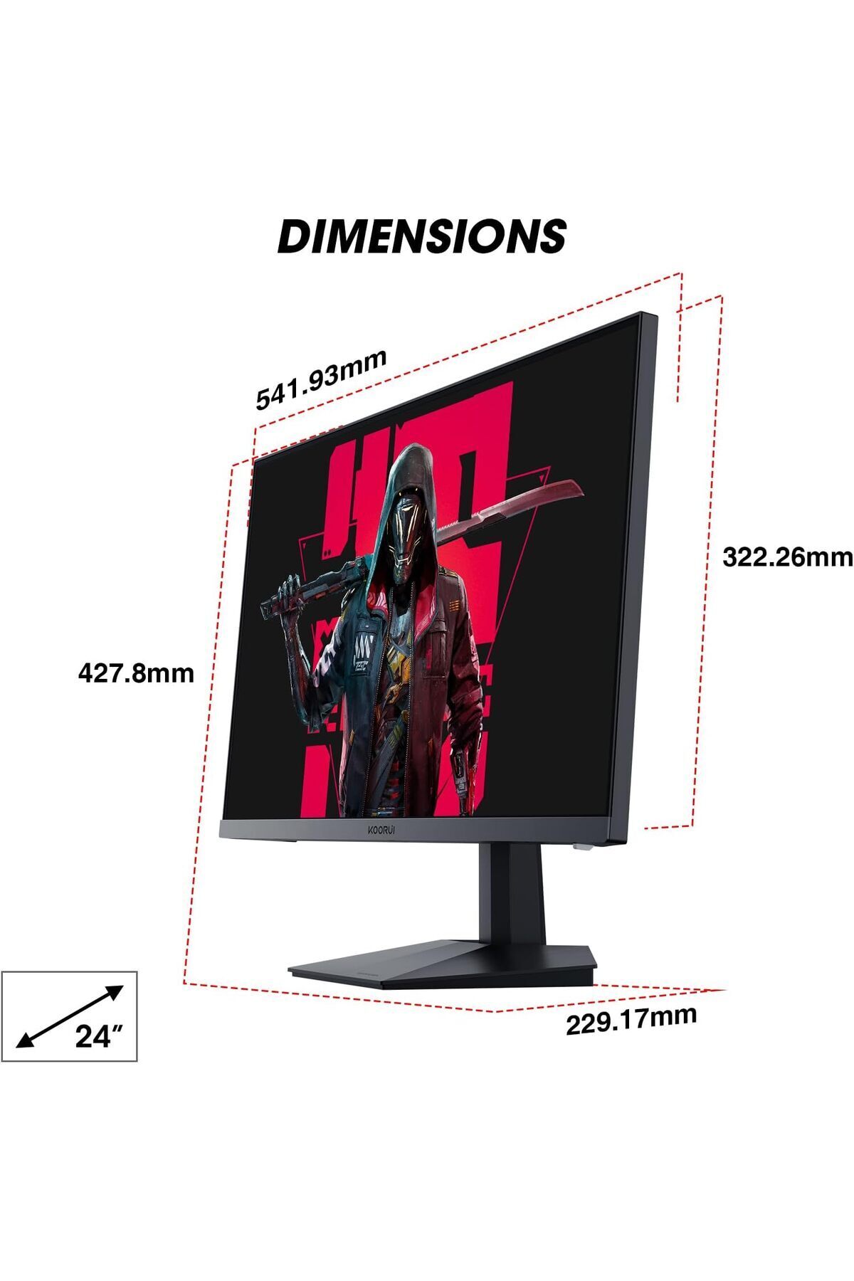 Koorui 24 İnç Oyun Monitörü, 165Hz, 1080p, 1ms, IPS, FreeSync