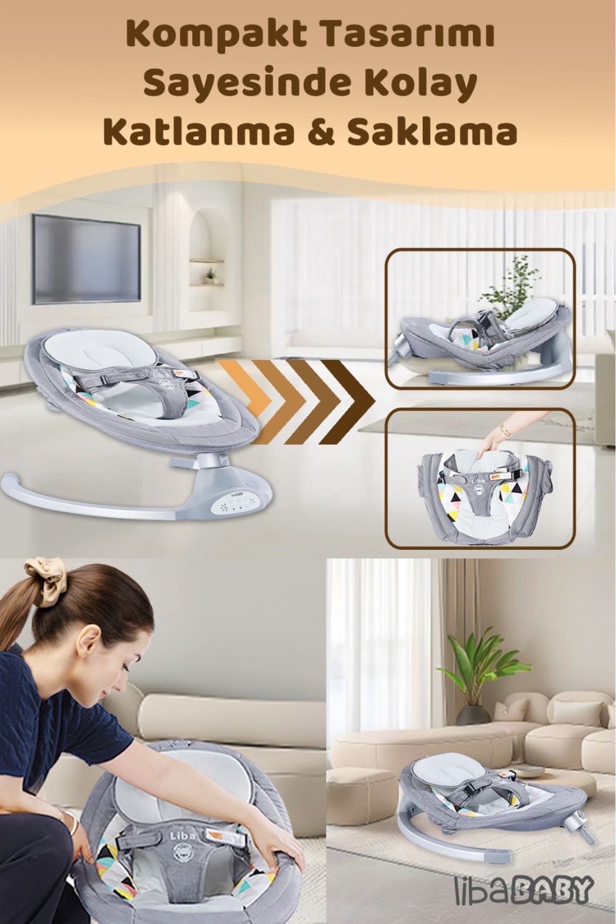 libaBABY KOALA Elite Elektrikli Bebek Ana Kucağı Bluetoothlu Otomatik Sallanan Müzikli Kumandalı Anakucağı fotoğrafı 7 (önizleme)