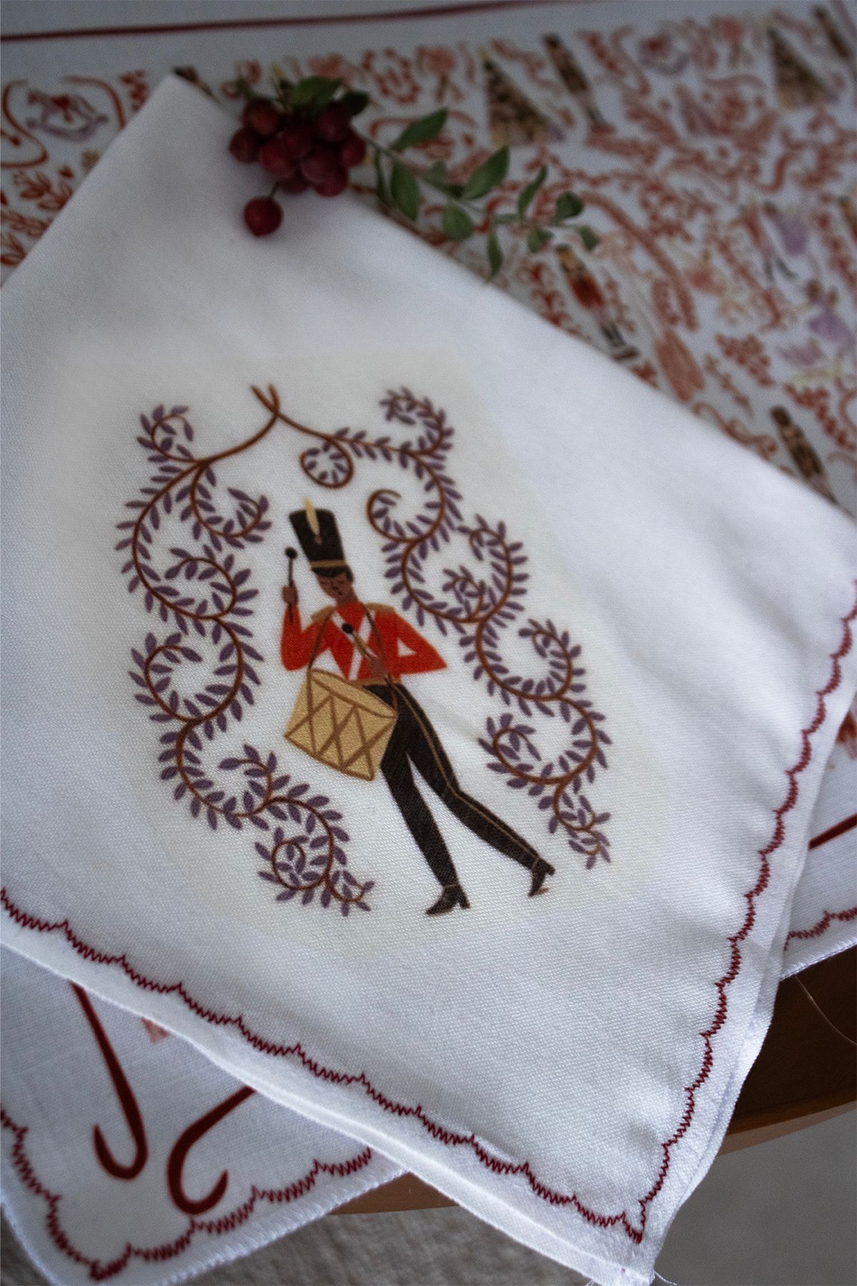 Mita Concept-Blue Military Double Linen Christmas Concept Napkin Set 3