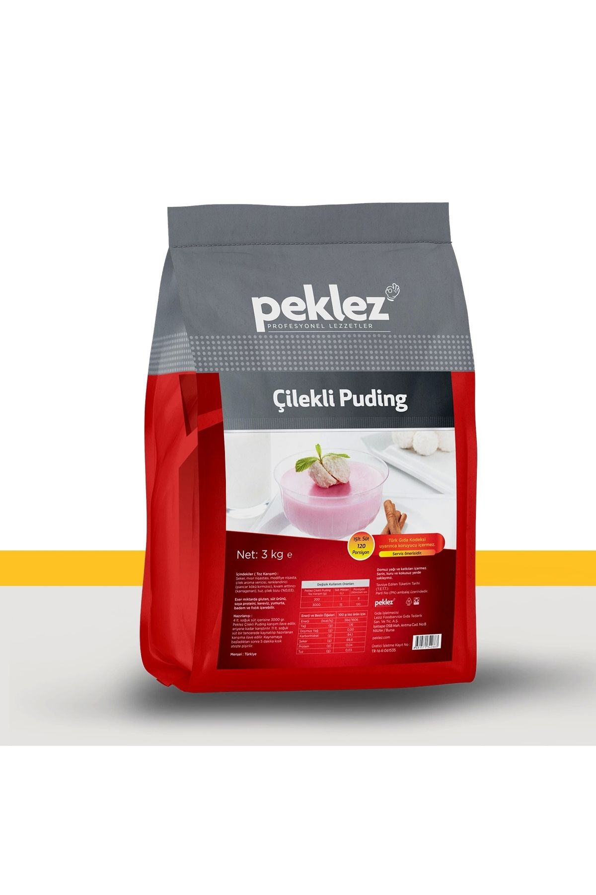 PEKLEZ Çilekli Puding 3 Kg