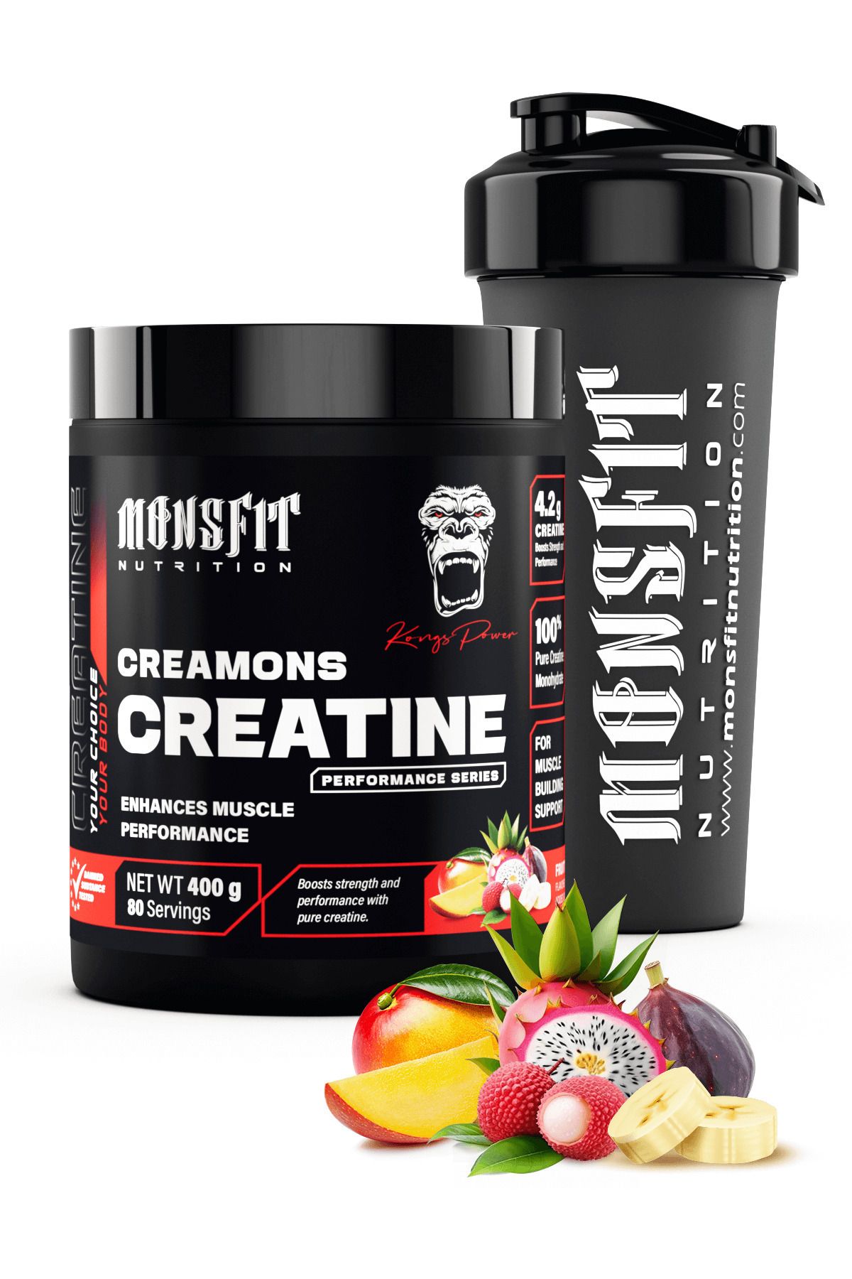 MONSFİT Creatine Creamons (80 SERVİS) 400 G (TROPİKAL MEYVE AROMALI)