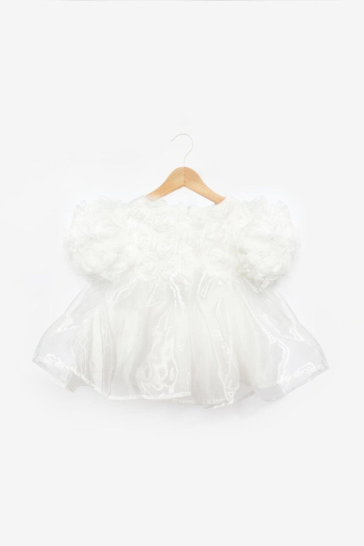 Le Mabelle-Girls' Dress with White Rose Detail and Tulle Skirt - Nelia 4