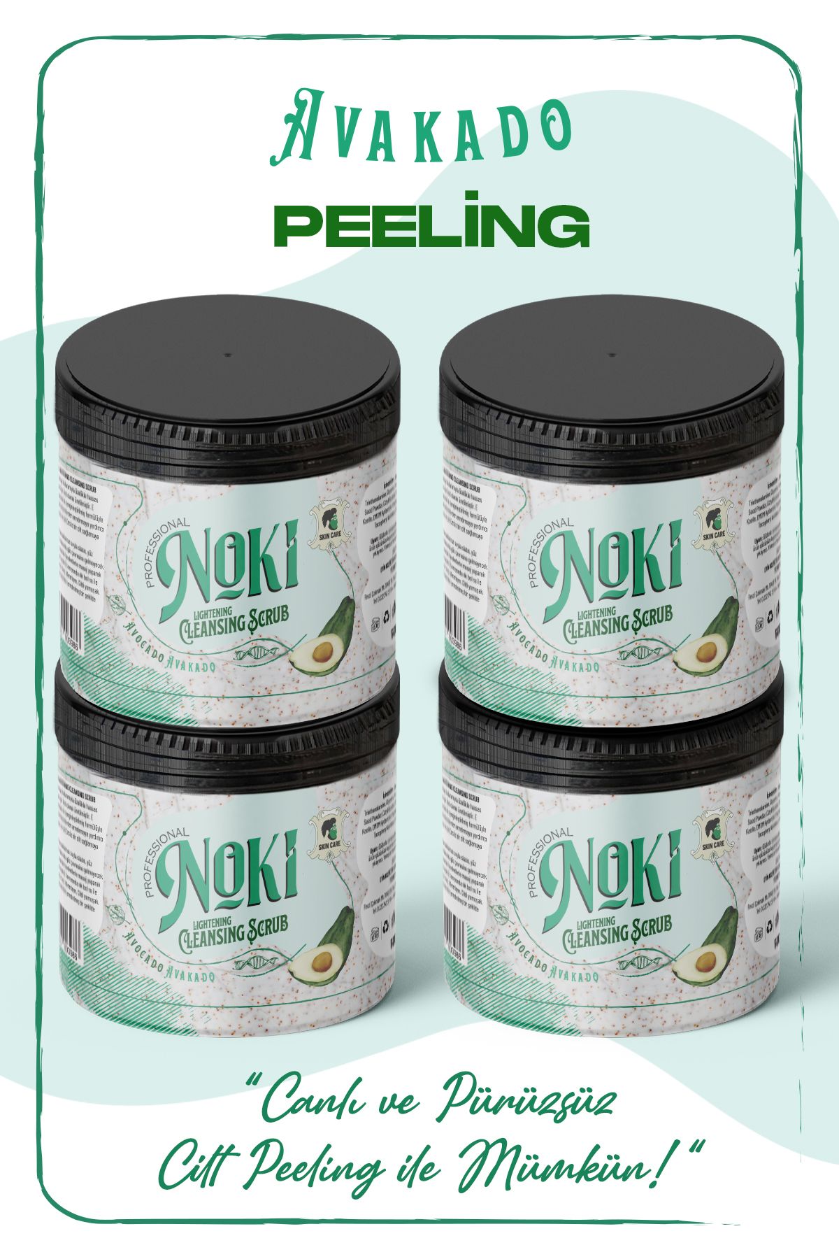 Noki Peeling - Avakado | Cilt Yenileyici, Besleyici, Arındırıcı Ve Gözenek Temizleyici 4x:adet