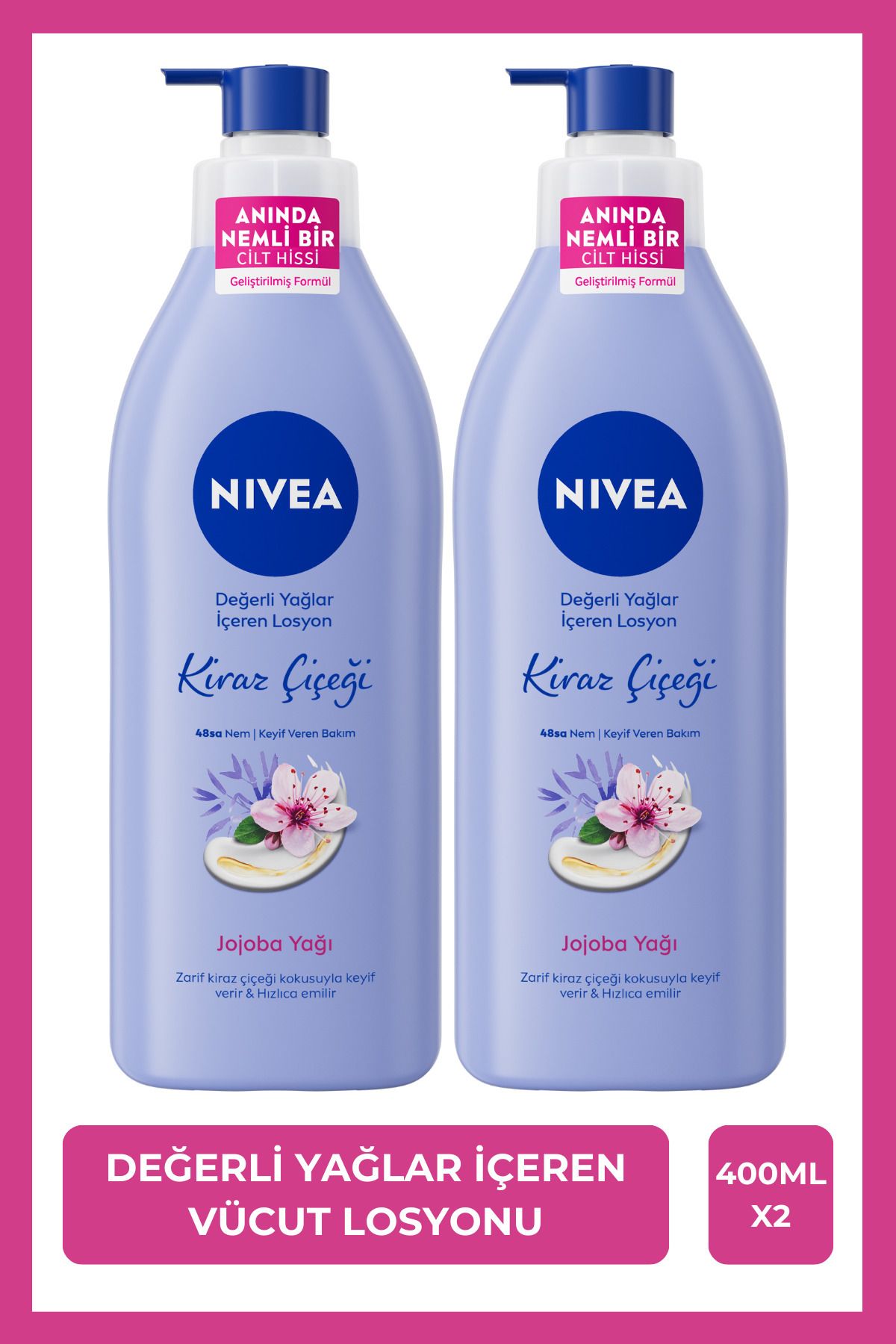 NIVEA Değerli Yağlar İçeren Losyonu 400ml Jojoba Yağı, Kuru Cilt X2Adet SAKLI G