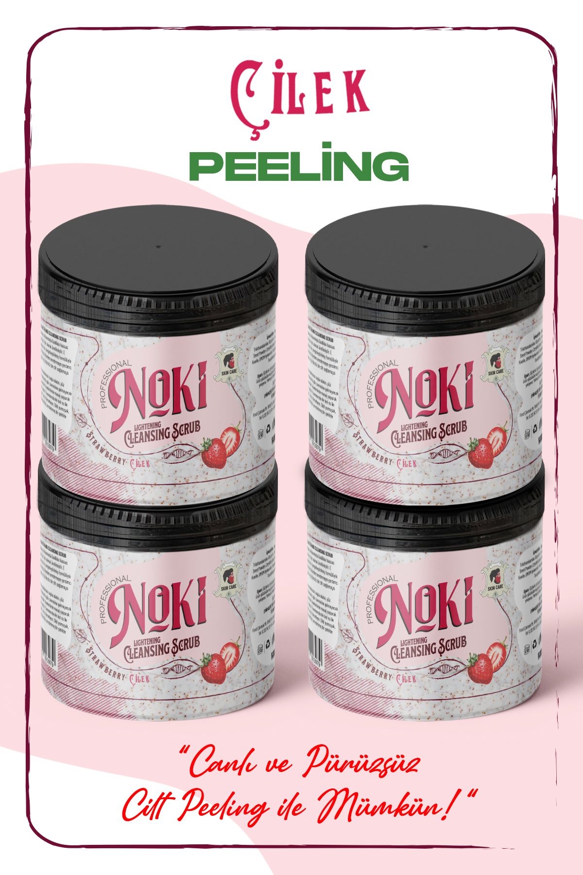 Noki Peeling - Çilek | Cilt Yenileyici, Besleyici, Arındırıcı Ve Gözenek Temizleyici 4x:adet