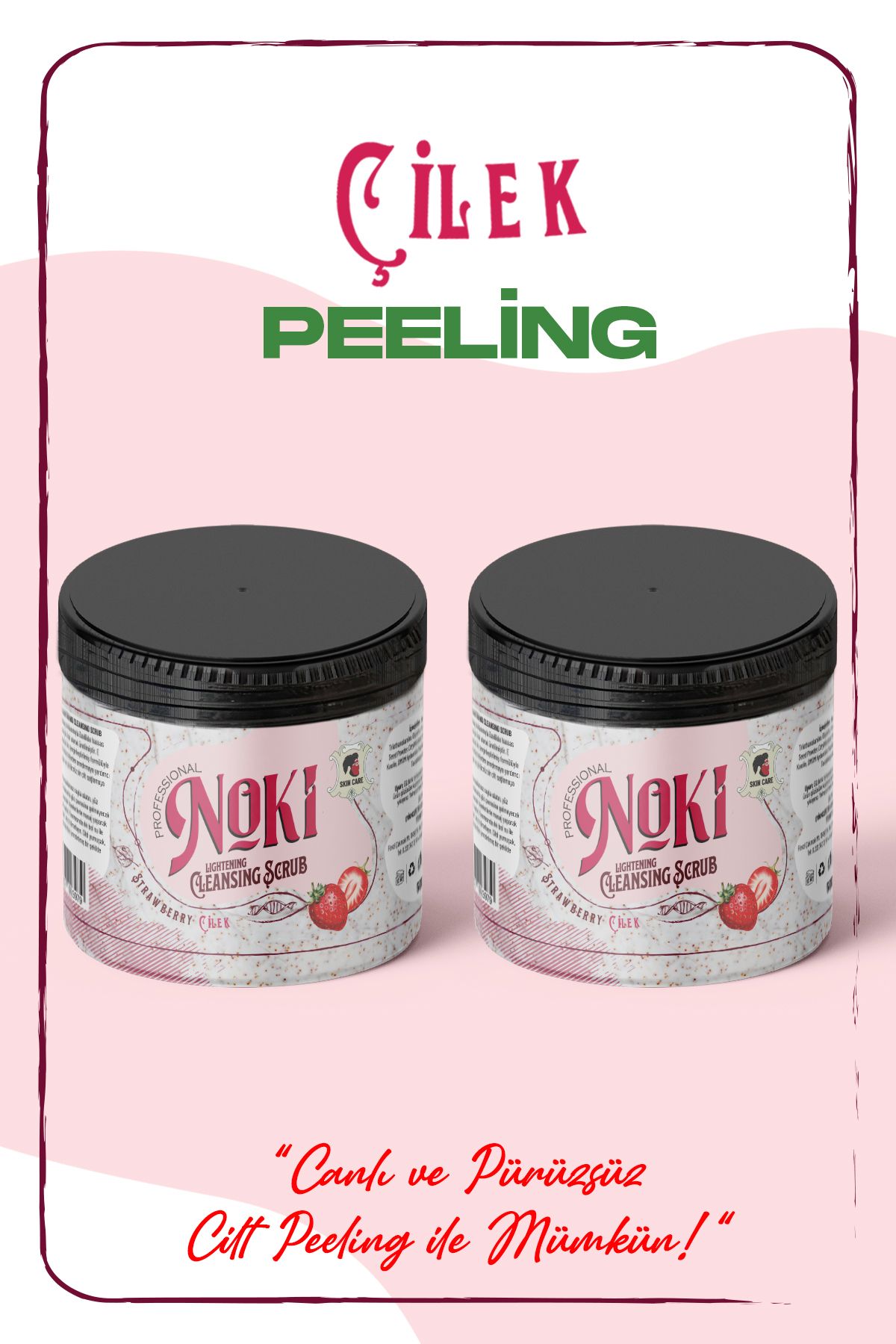 Noki Peeling - Çilek | Cilt Yenileyici, Besleyici, Arındırıcı Ve Gözenek Temizleyici 2x:adet