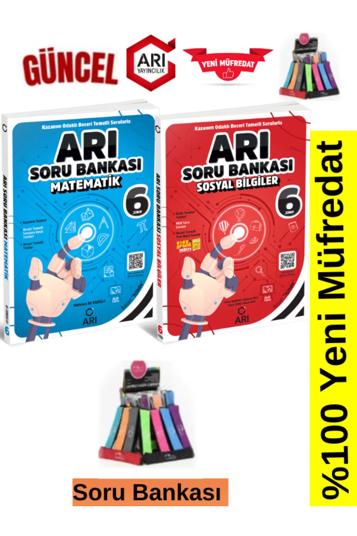 Arı Yayıncılık 2024-2025 Müfredat 6.Sınıf Matematik-Sosyal Soru Bankası Seti+Kalemlik