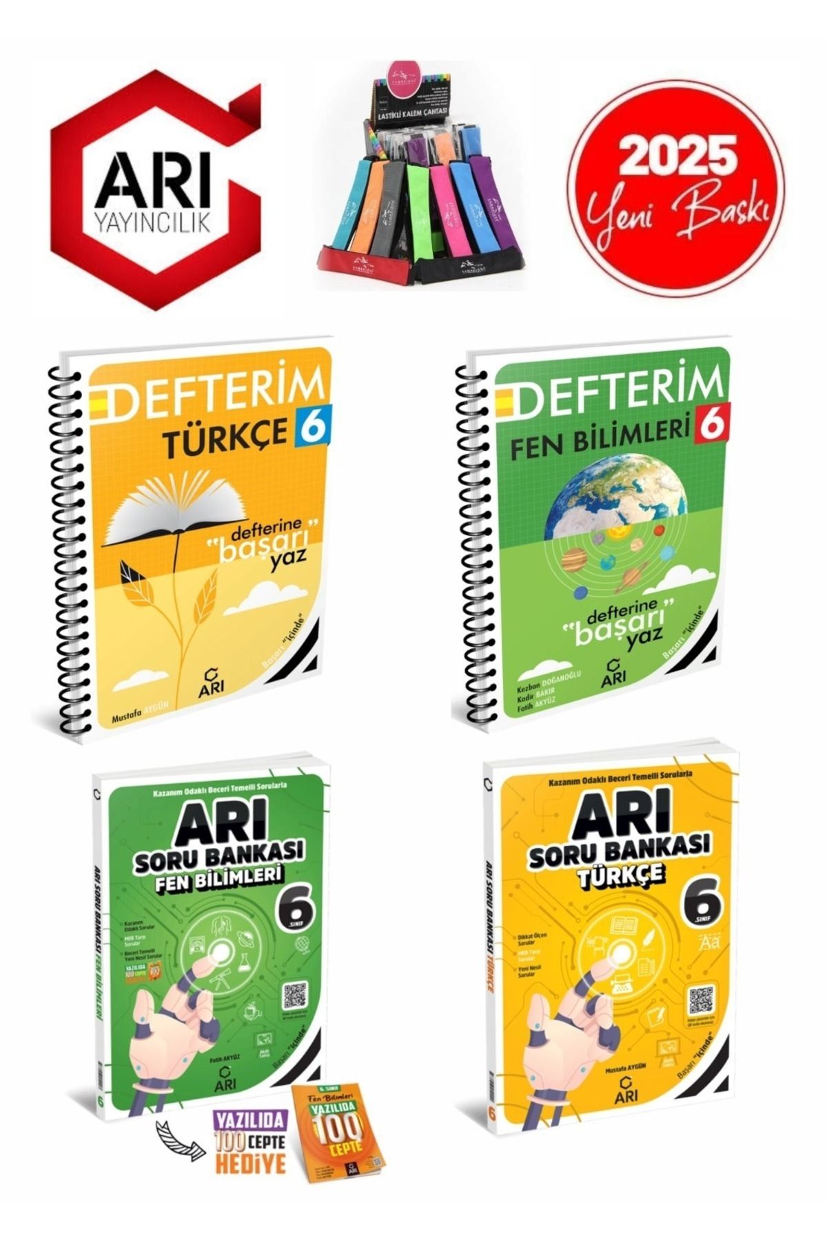 Arı Yayıncılık 2024-2025 6.Sınıf Türkçe-Fen Konu Anlatımlı Defter Seti+Soru Bankası Seti(4Kitap)+Kalemlik