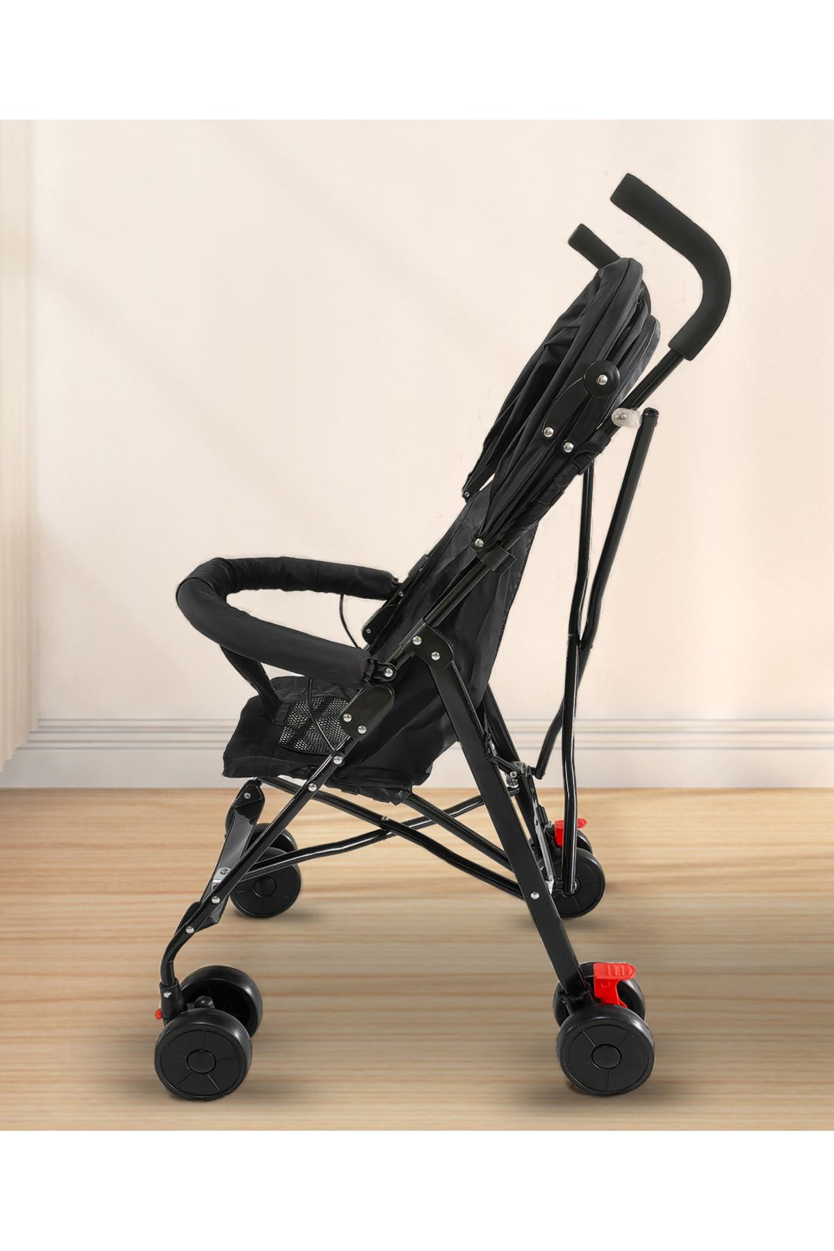 Fab N Funky-Lightweight Stroller with Adjustable Canopy, Swivel Wheels, Mosquito Net - Black 3