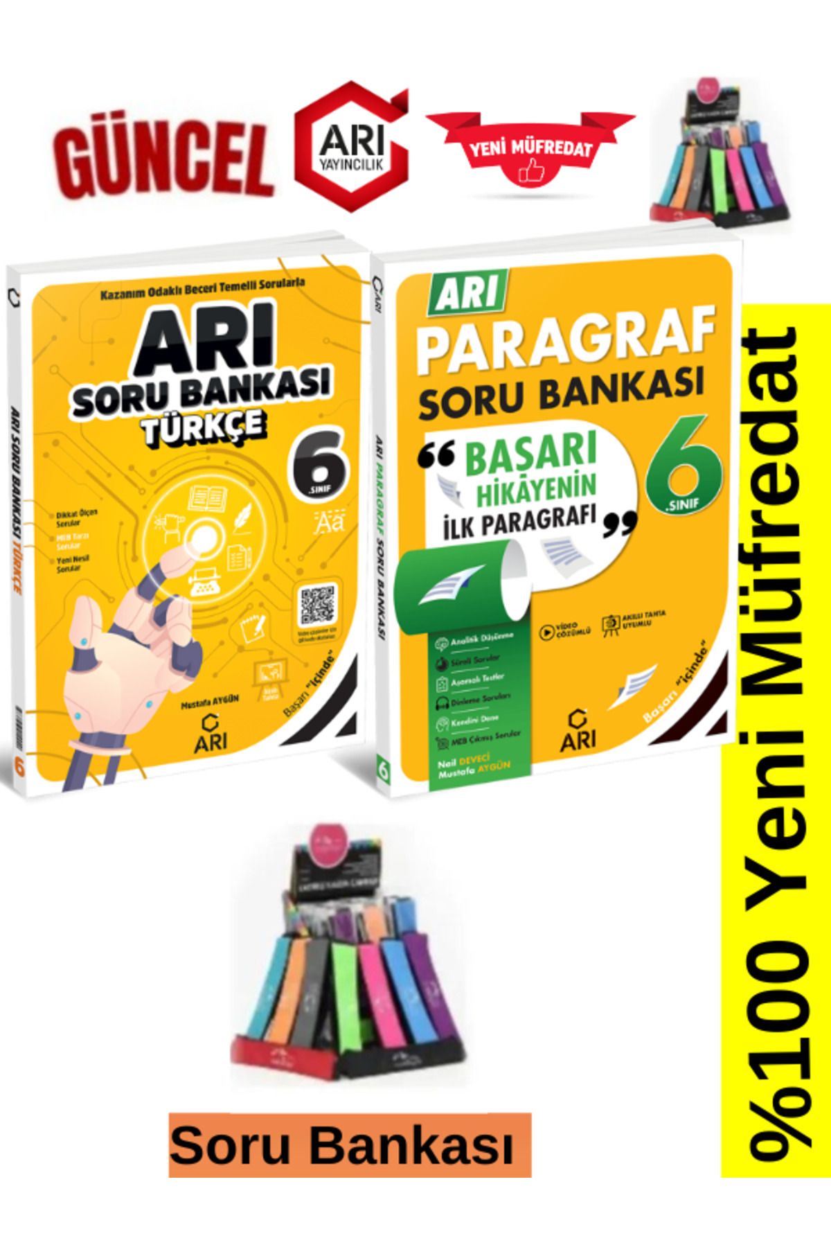 Arı Yayıncılık 2024-2025 Müfredat 6.Sınıf Türkçe-Paragraf Soru Bankası Seti+Kalemlik