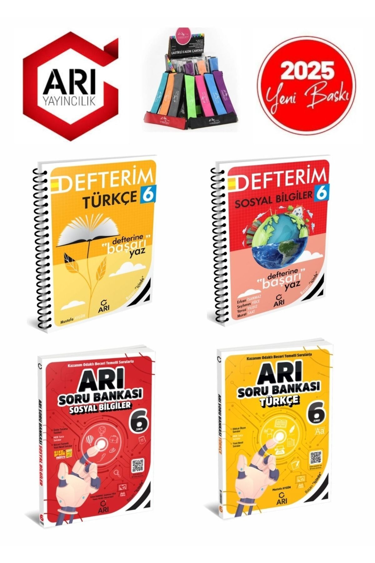 Arı Yayıncılık 2024-2025 6.Sınıf Türkçe-Sosyal Konu Anlatımlı Defter Seti+Soru Bankası Seti(4Kitap)+Kalemlik