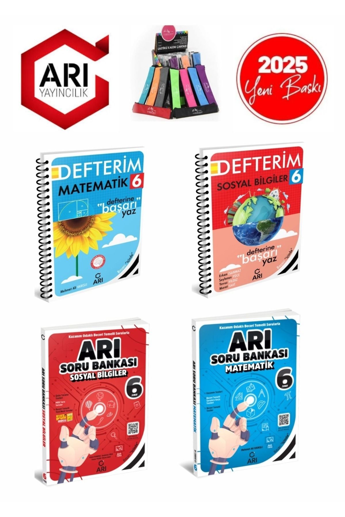 Arı Yayıncılık 2024-2025 6.Sınıf Matematik-Sosyal Konu Anlatımlı Defter Seti+Soru Bankası Seti(4Kitap)+Kalemlik