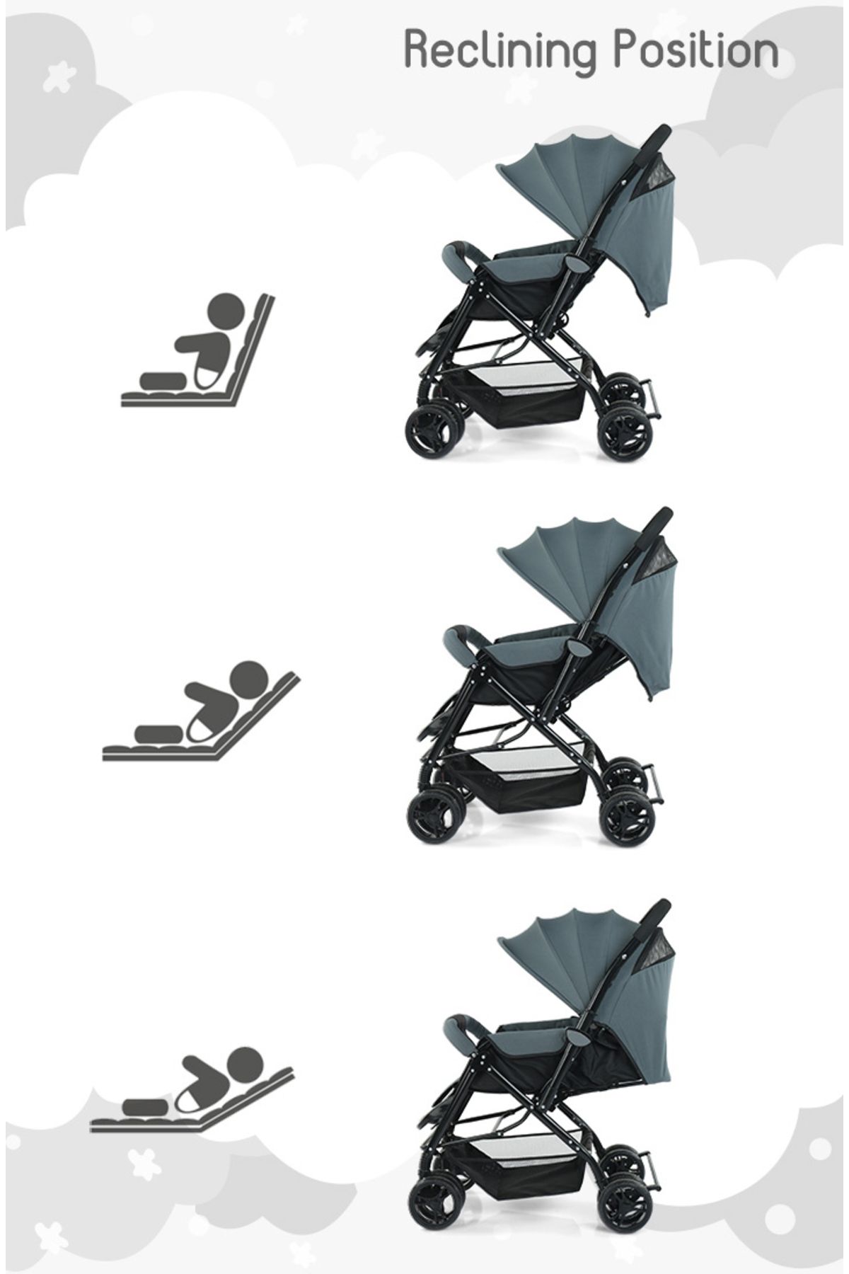 Babyhug-Babyhug Symphony Stroller - 0-3 Years, Reversible Handle, Mosquito Net, 5-Point Harness, Grey 4