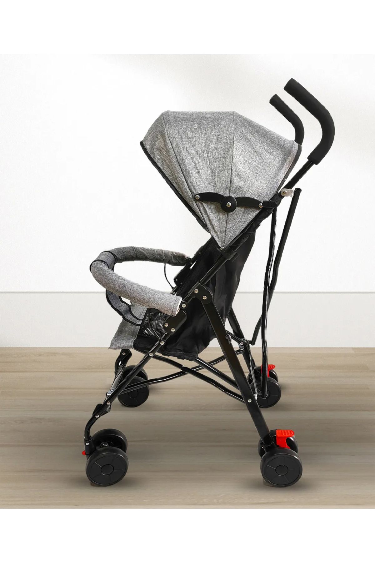 Fab N Funky-Lightweight Stroller - Grey, Adjustable Canopy, Swivel Wheels, Mosquito Net, 0M+ 5