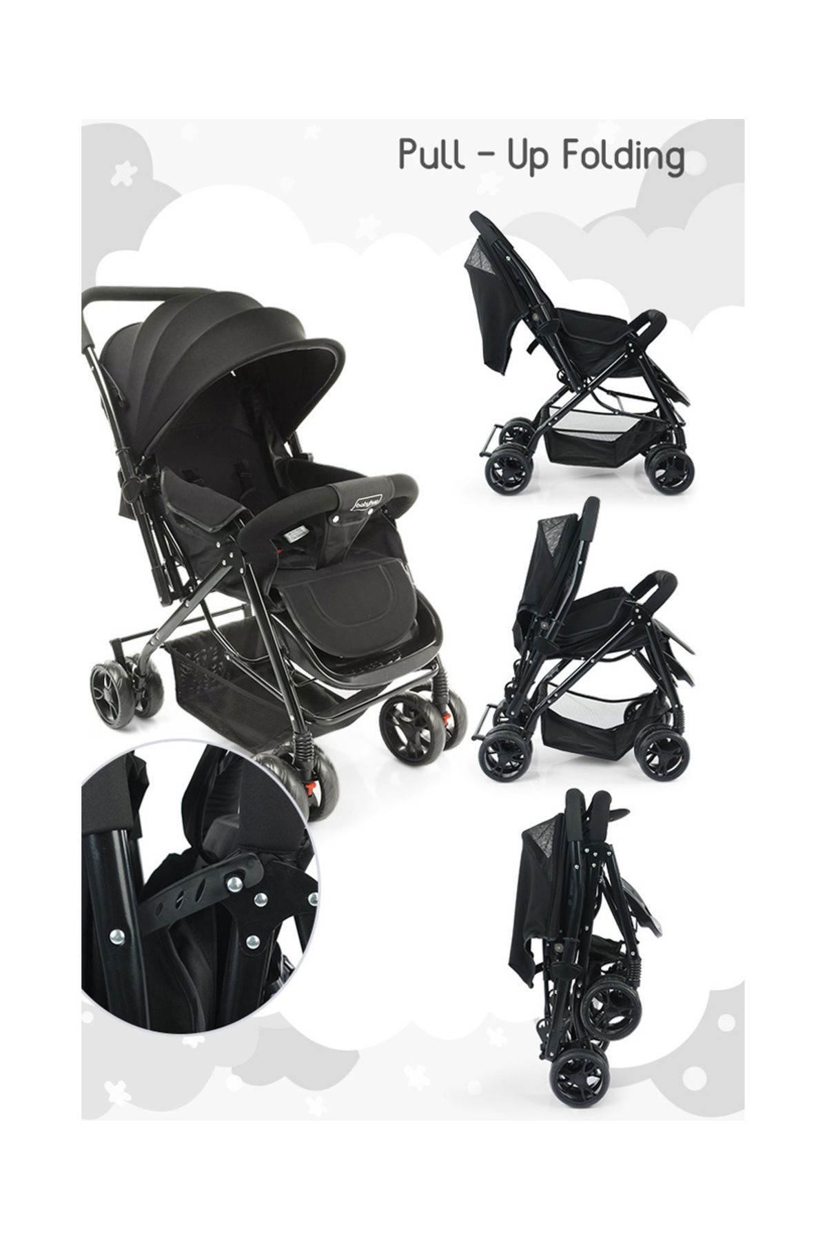 Babyhug-Babyhug Symphony Stroller with Reversible Handle, Mosquito Net,  0-3 Years Black 8