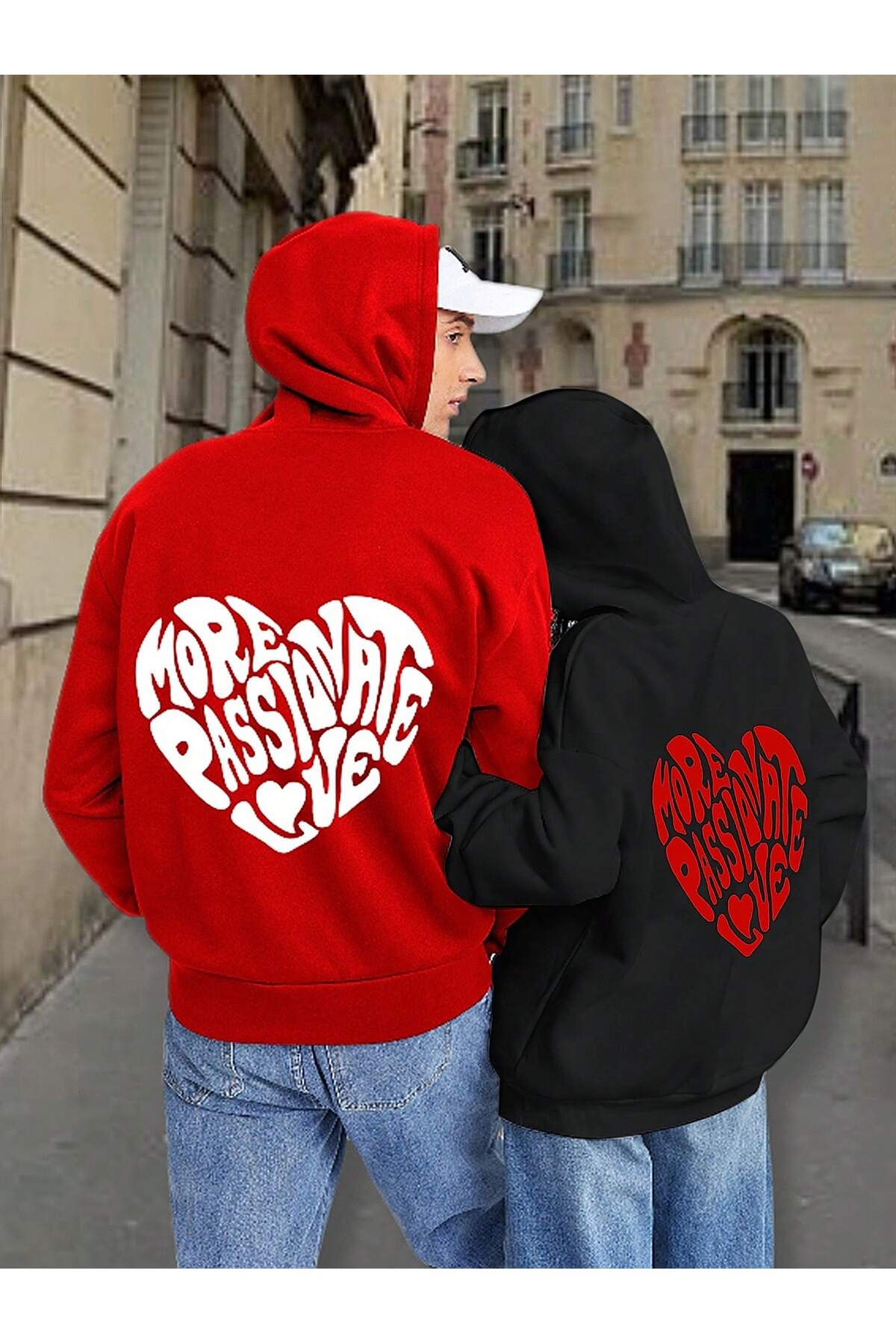 هودي أسود بطبعة قلب