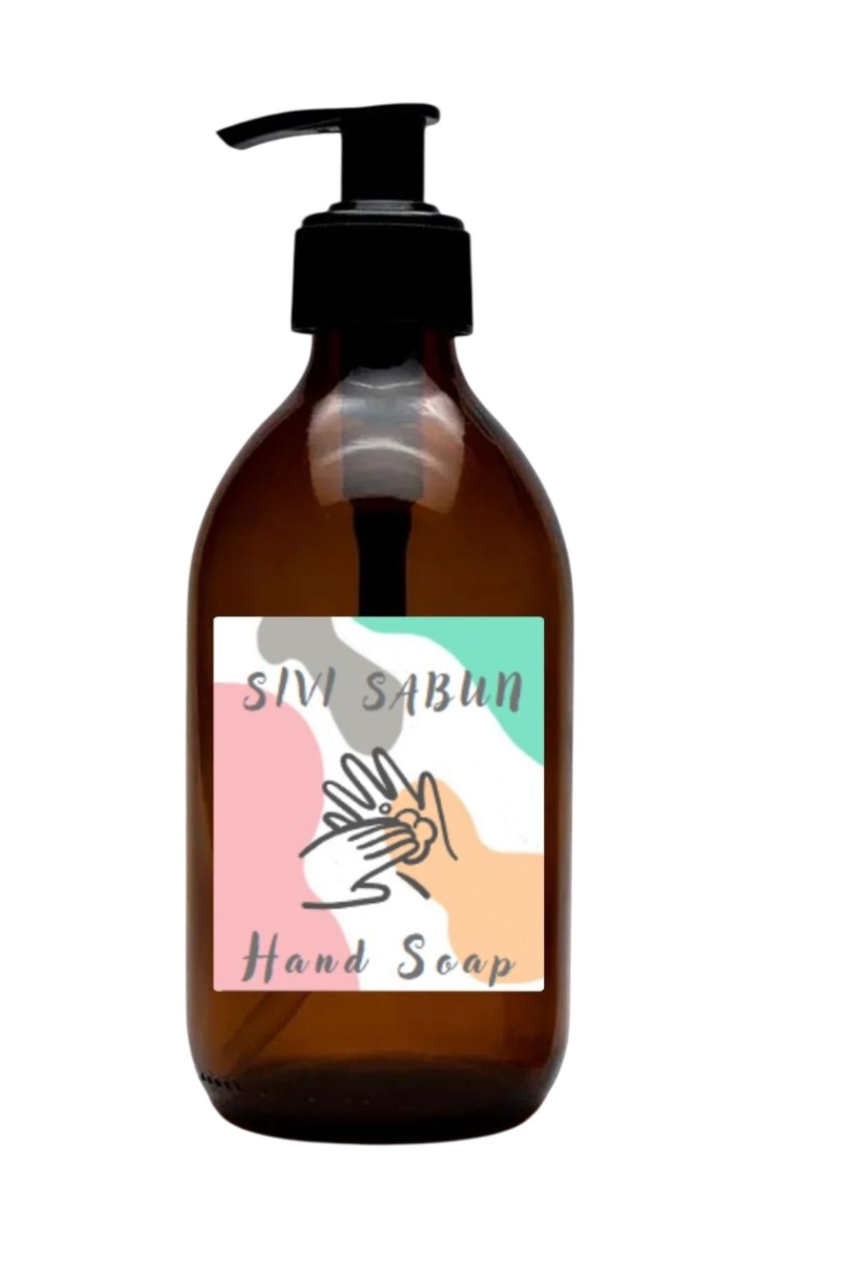 JUIWI RENKLİ Etiket Amber BOŞ Cam Şişe Sıvı Sabunluk 250ml