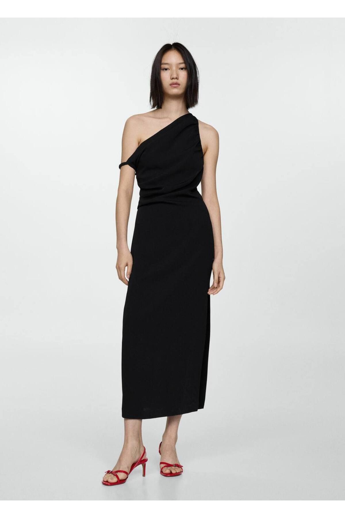 MANGO Woman-Asymmetrical Collar Dress 2