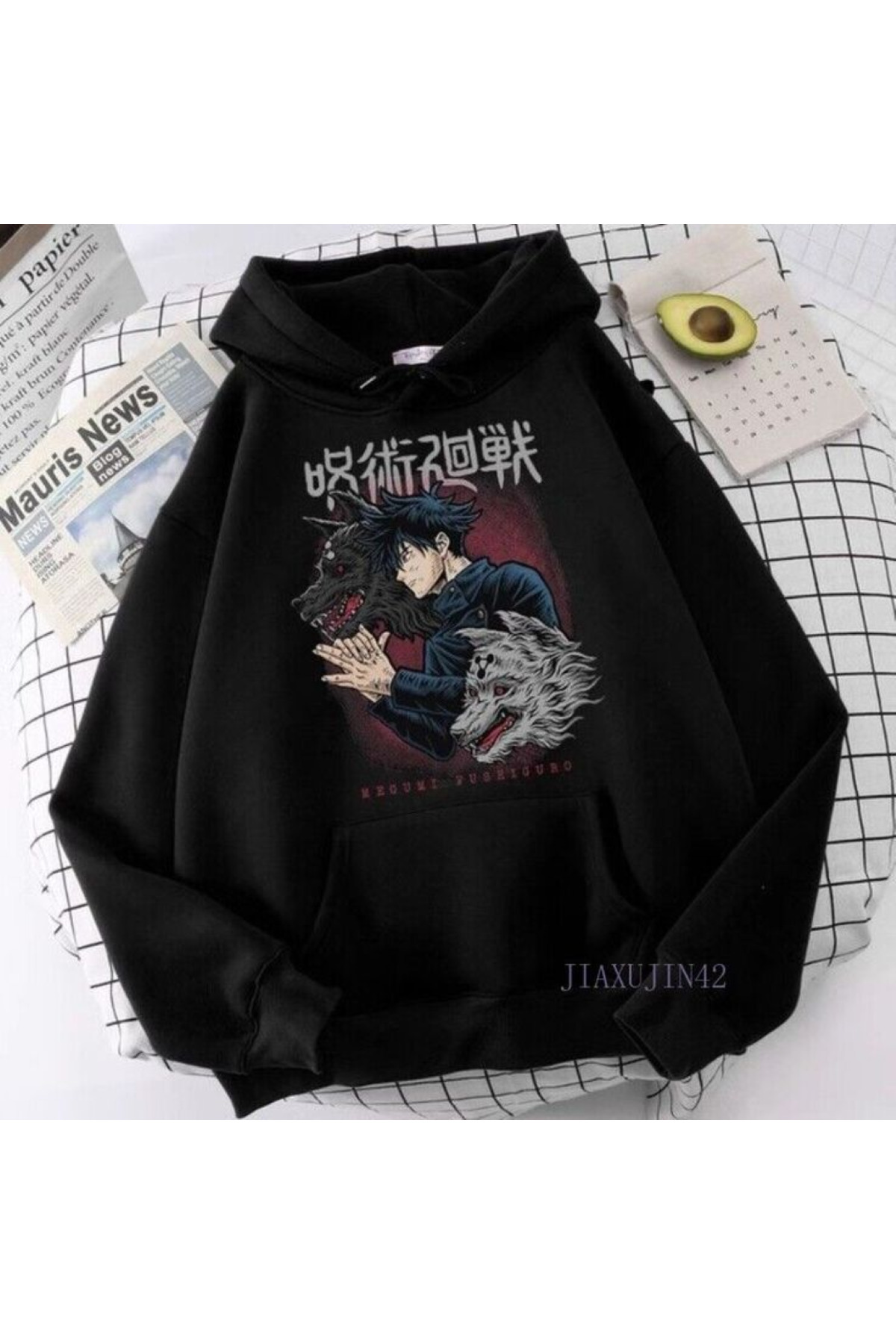 هودي أسود مطبوع