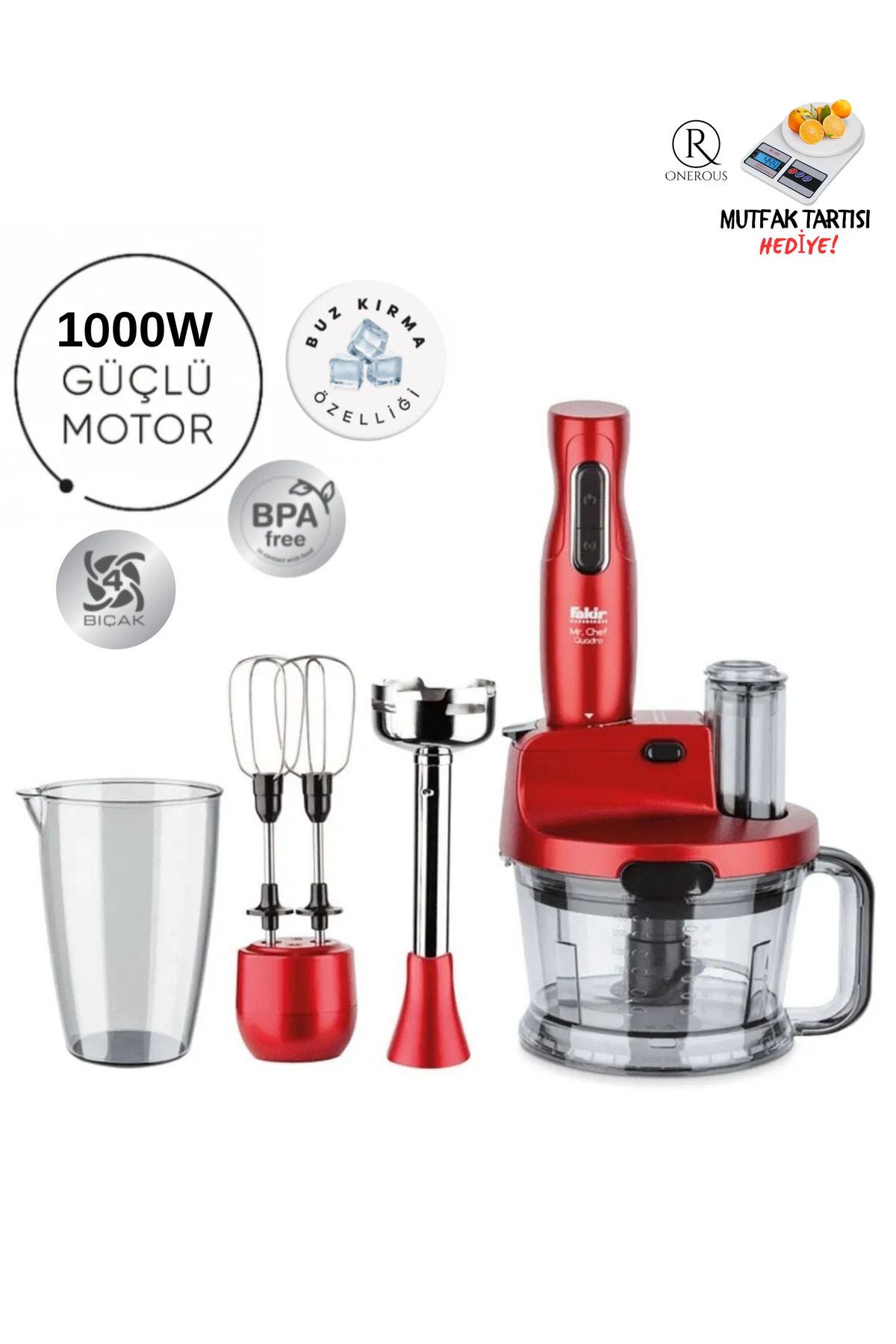 Fakir Premium Yüksek Performans Turbo Özellikli Mutfak Robotu Blender | 1,5 Lt Geniş Hacim