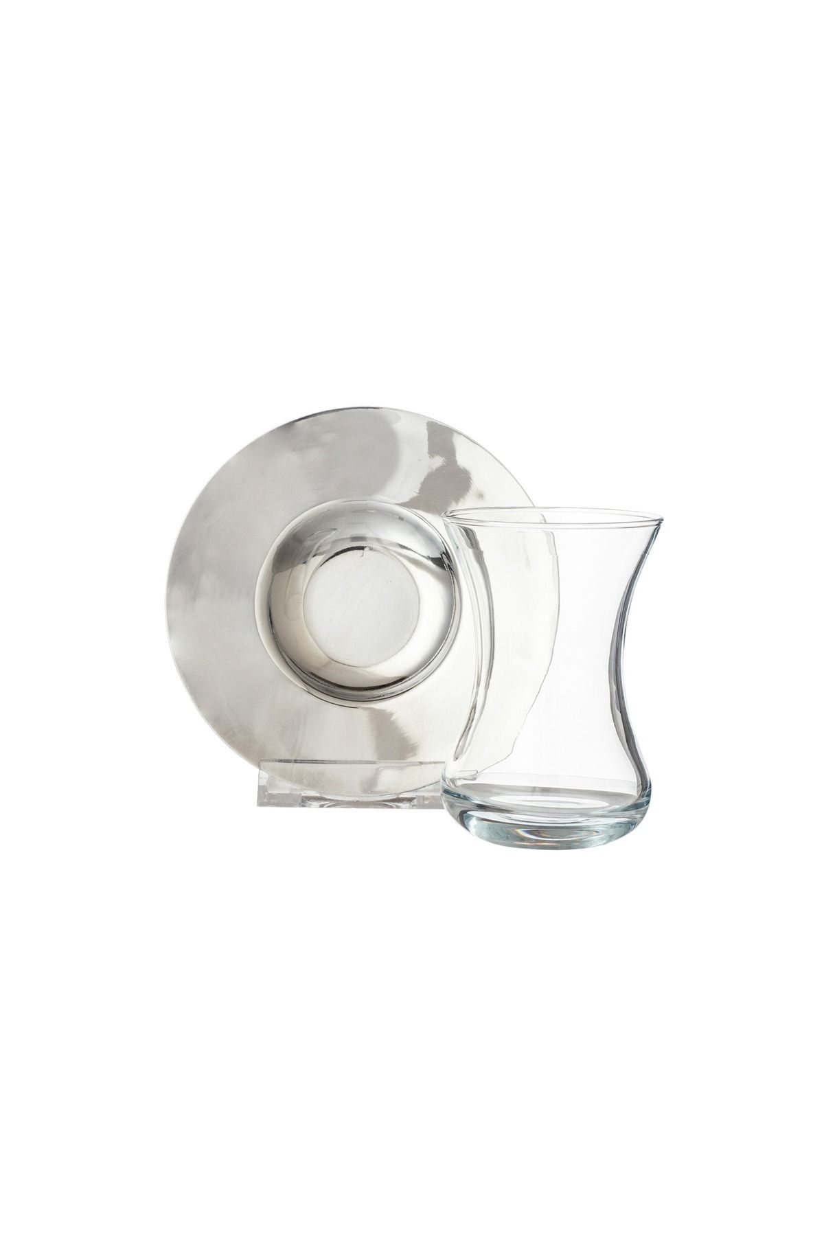 Dania-A glass tea set consisting of 6 cups and 6 stainless steel saucers 2