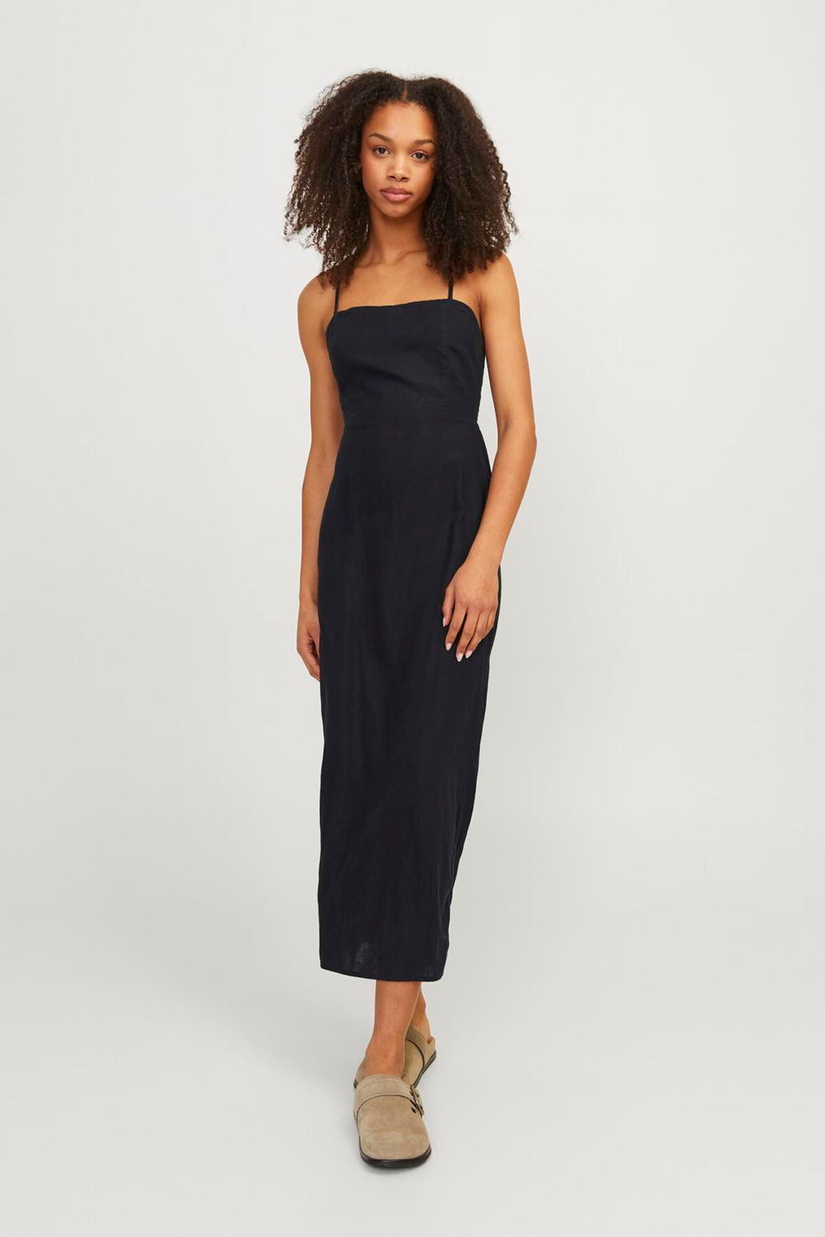 Women's Neckline Linen Blend Dress - Agnes