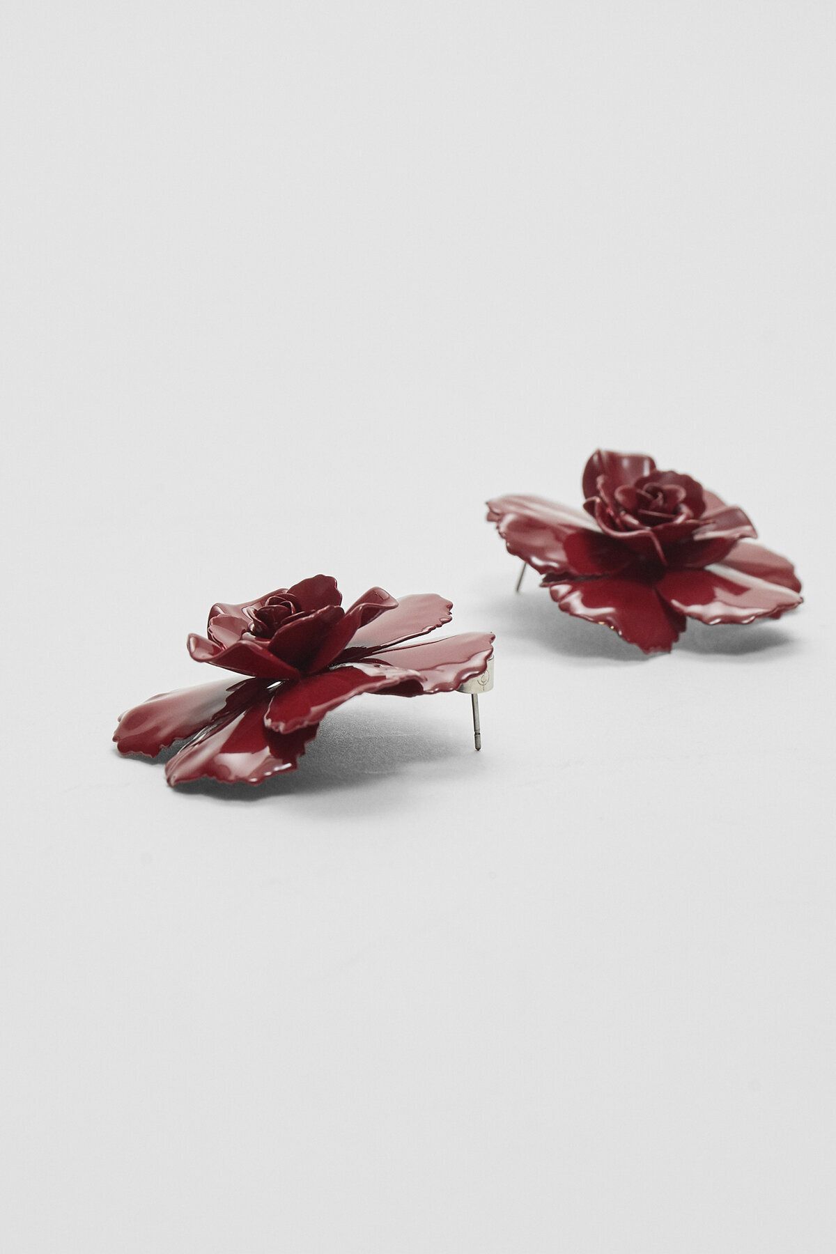 Stradivarius-Flower-Shaped Metal Earrings 5