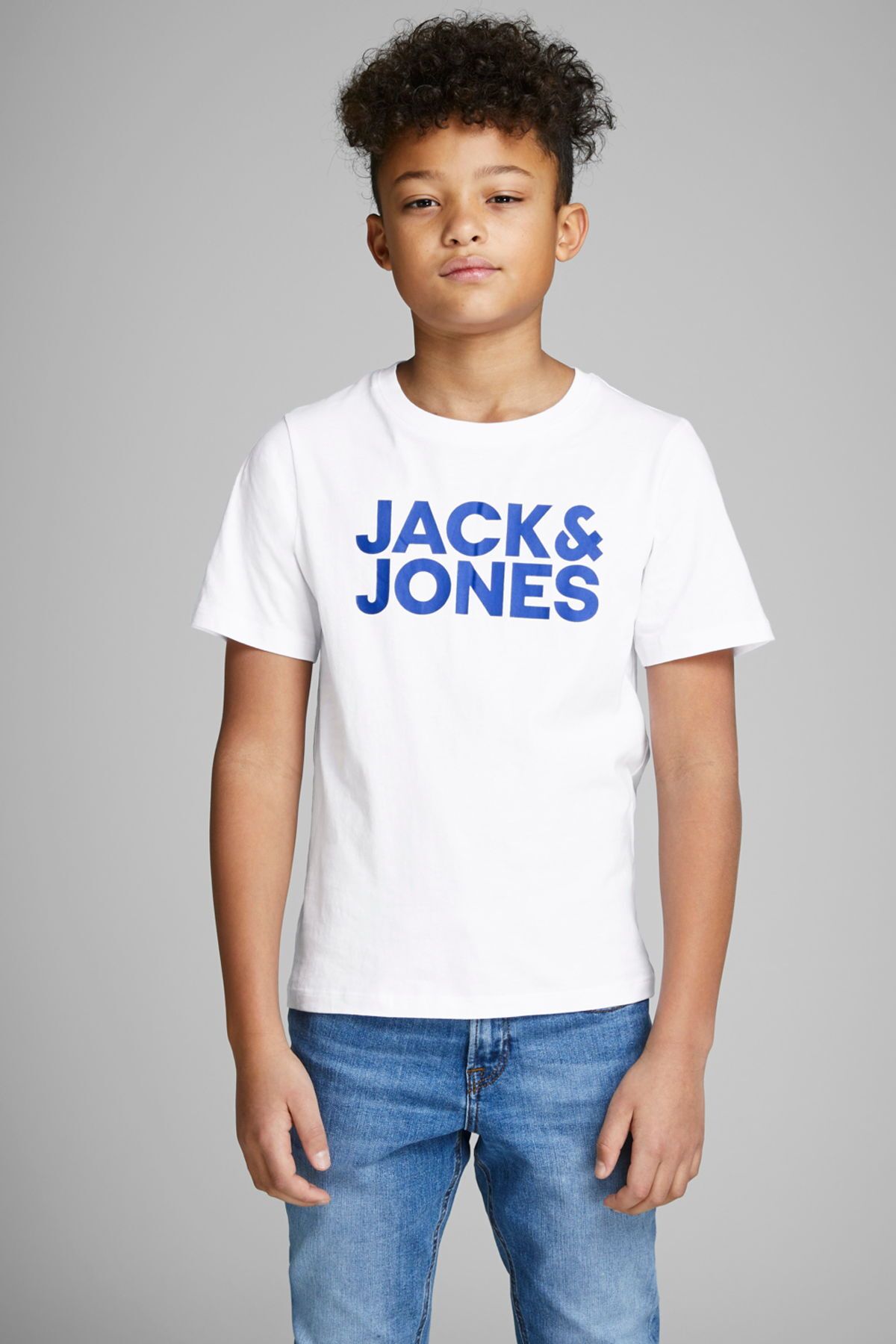 Jack & Jones-تي شيرت بشعار مطبوع برقبة دائرية للأطفال 6