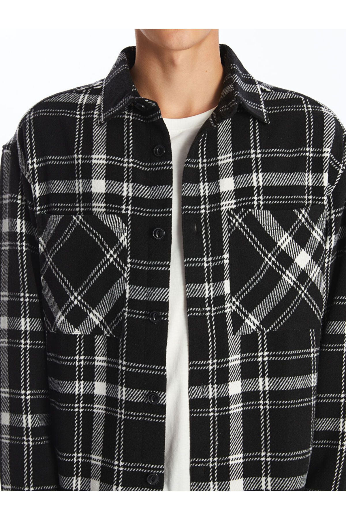 LC Waikiki-Casual Calip Long Sleeve Plaid Men's Lumberjack Shirt Jacket - W4Ee04Z8 3