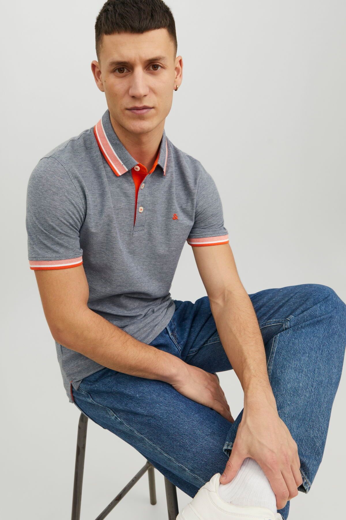 تی شرت یقه پولو آبی مردانه POLO SS یکا چوگان Jack Jones Jack & Jones