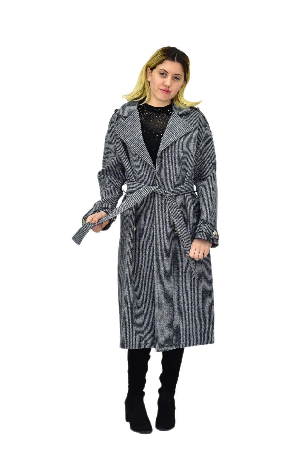 Misselens-Women's Striped Long Stamp Coat Bgl-St04118 6