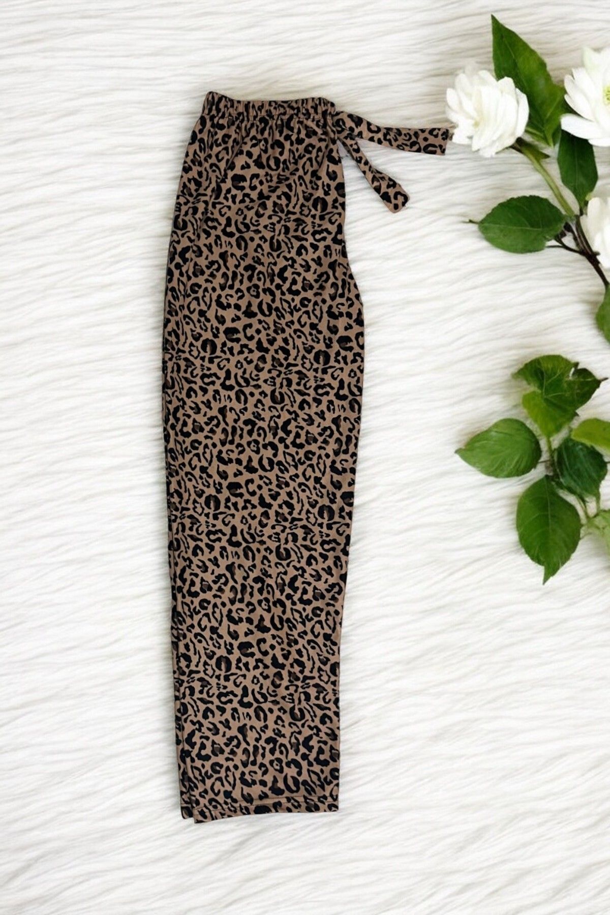 SİERNA Kurdeleli Ekose Kadın Pijama Altı Süet Kumaş srn-004074