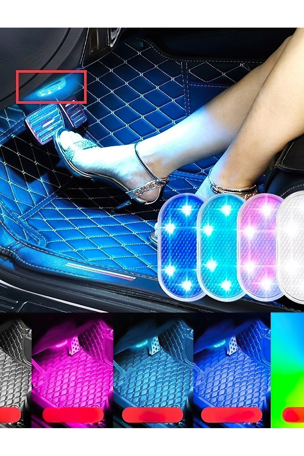 車のパーツ MAGIC RGB LIGHT Mighty Araç ve Dolap İçi RGB Işık Şarjlı Dokunmatik LED Lamba Işık