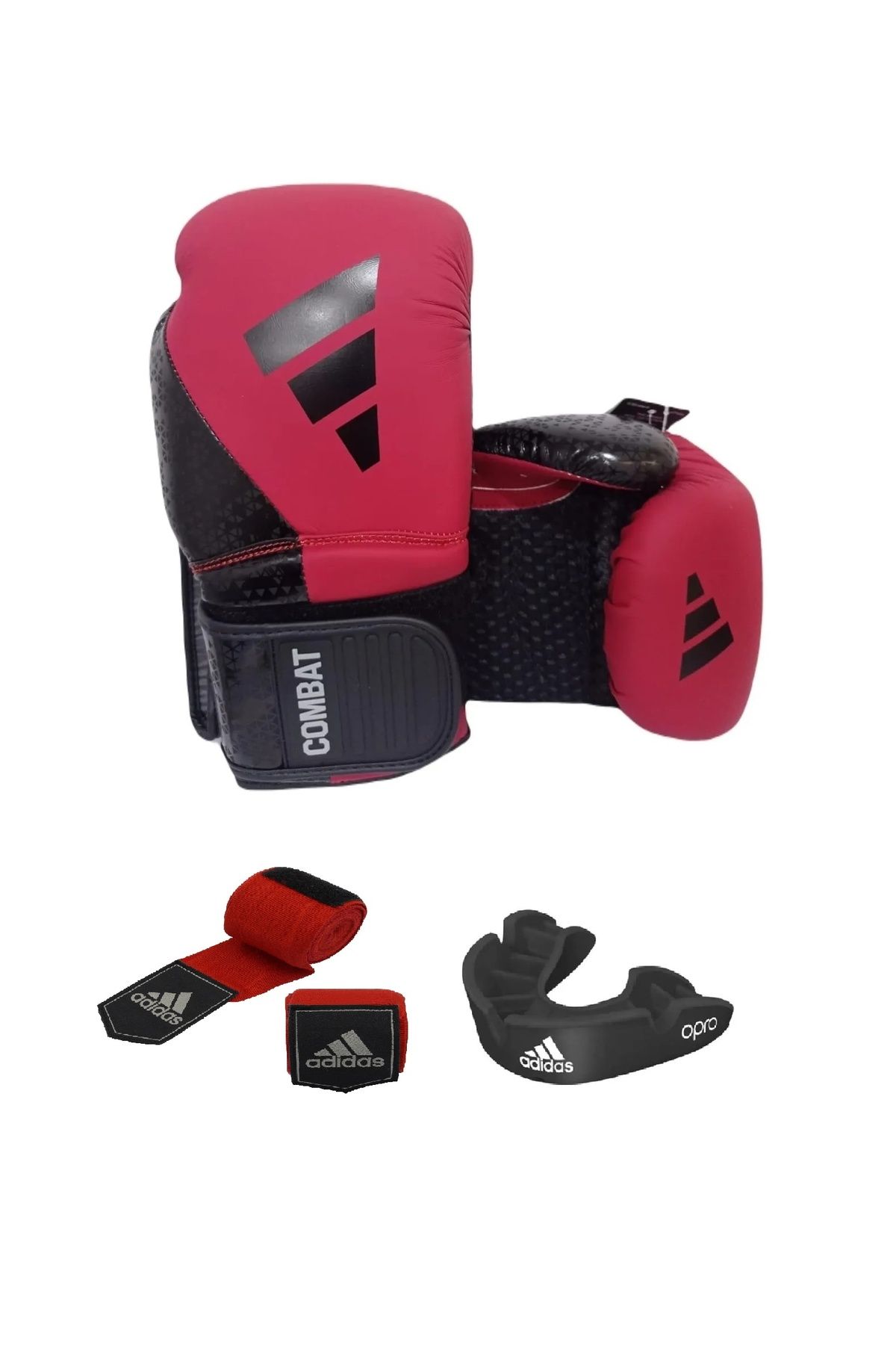 adidas Combat 50 ADİC50TG Boks Kıck Boks Muay Thai Eldiveni Adidas Bandajlı ve Dişlikli 3'lü set Gloves