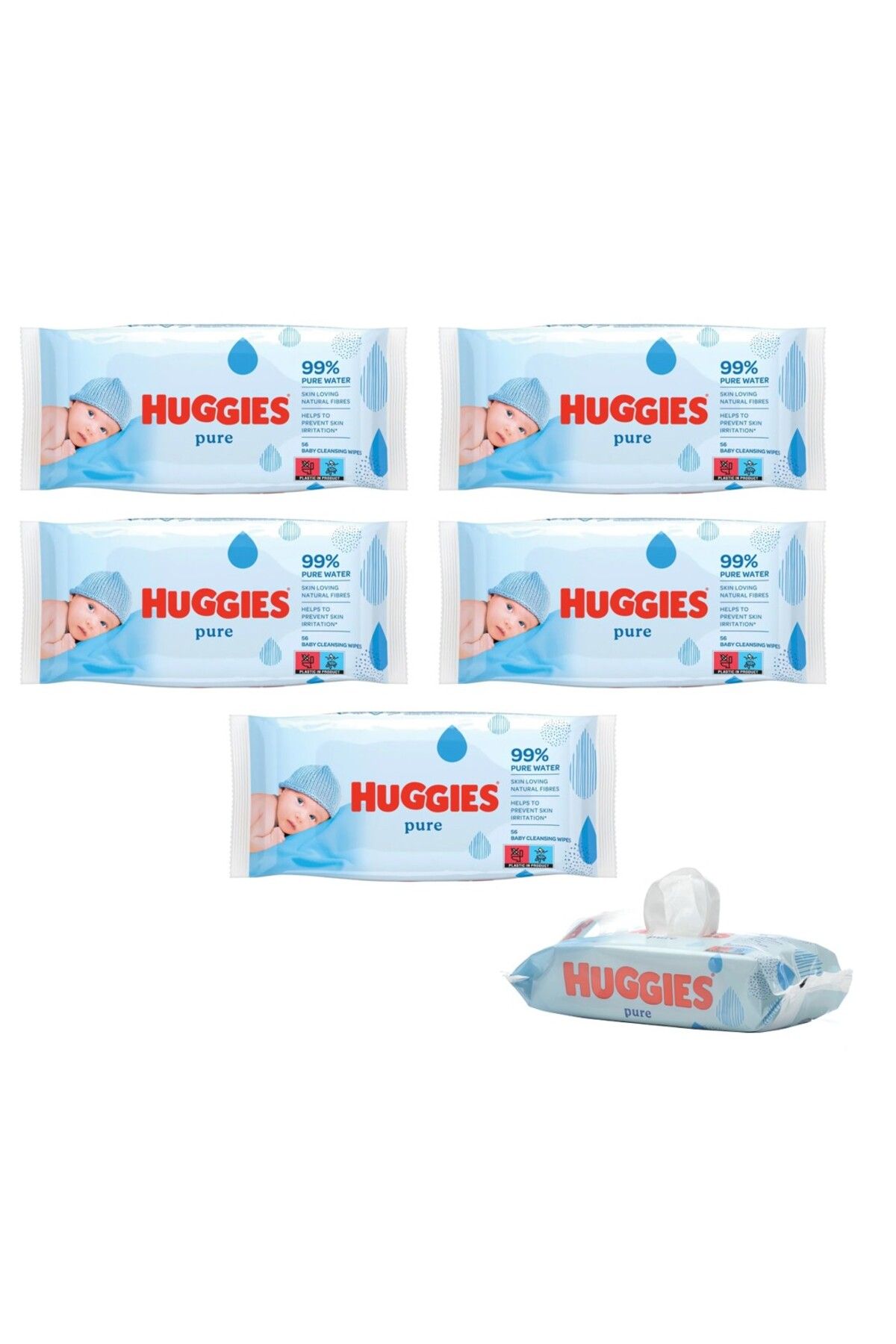 Home Huggies Pure Yenidoğan Hassas Islak Havlu 72 Yaprak 5'li Paket (432 Yaprak)