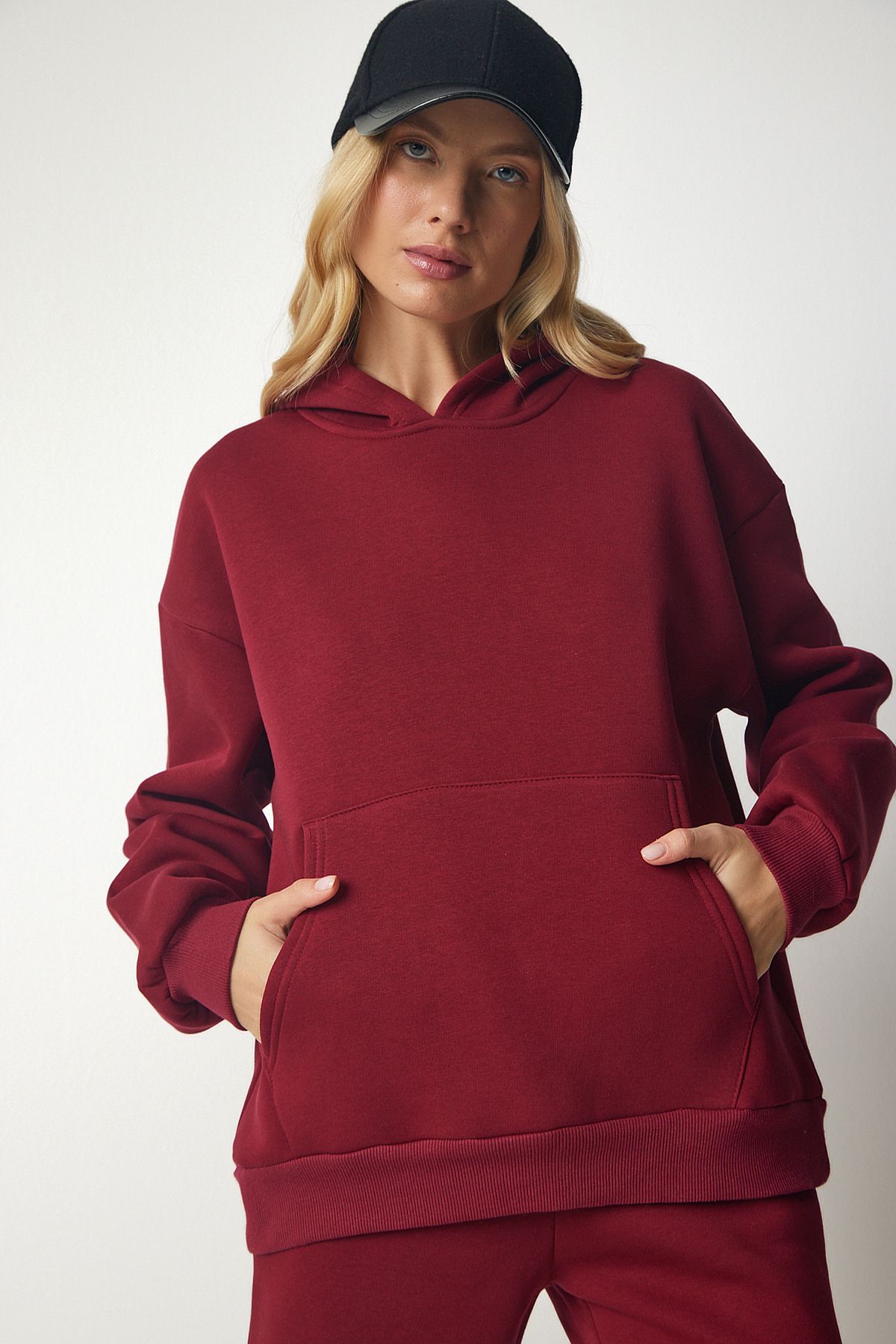 Lovelyİstanbul-Burgundy Hooded Raised Tracksuit Set - Ldd0060 1