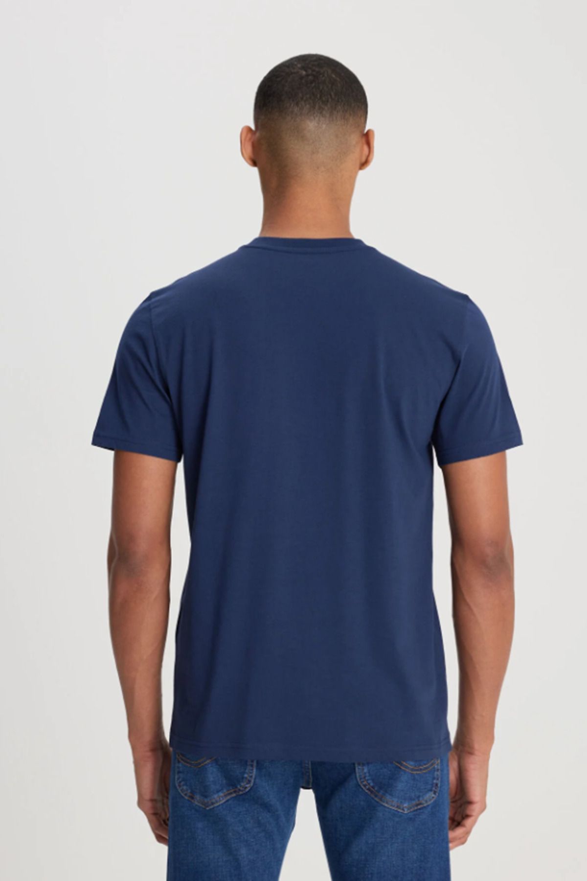 تی شرت آبی مردانه L241521410 Lavy Blue مردانه's Collar Logo طرح دار Lee