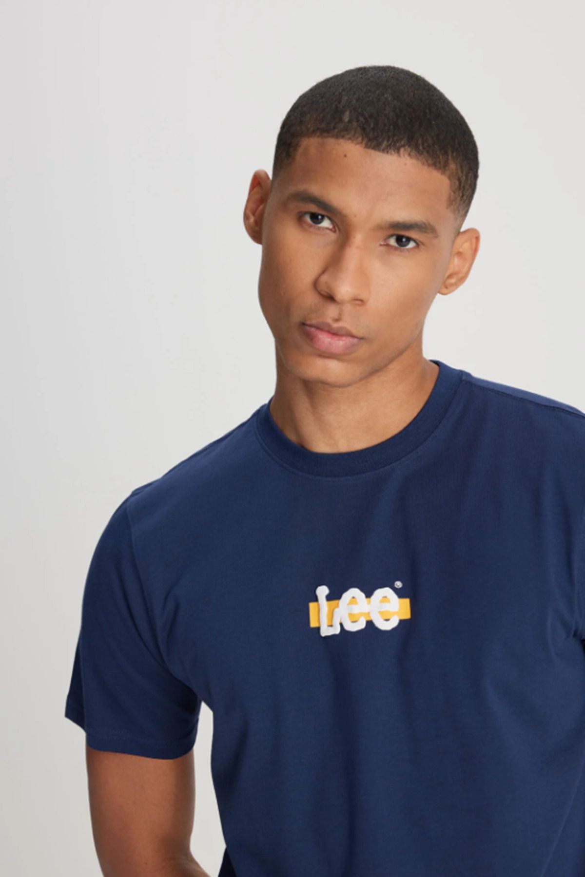تی شرت آبی مردانه L241521410 Lavy Blue مردانه's Collar Logo طرح دار Lee